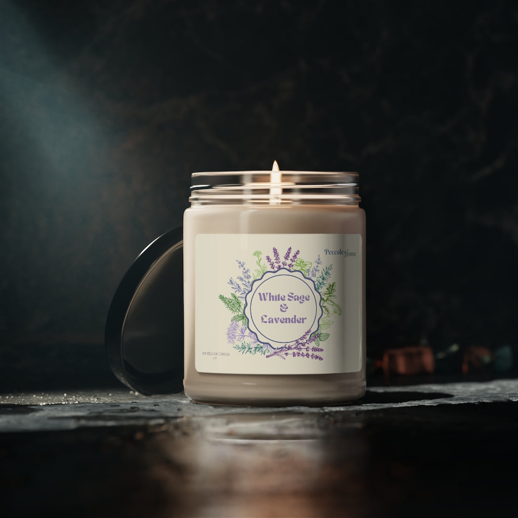 White Sage & Lavender Scented Soy Candle