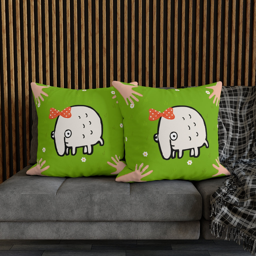Cute Monster Pillow Case - Throw Pillow Cover - Grandmillennial Style