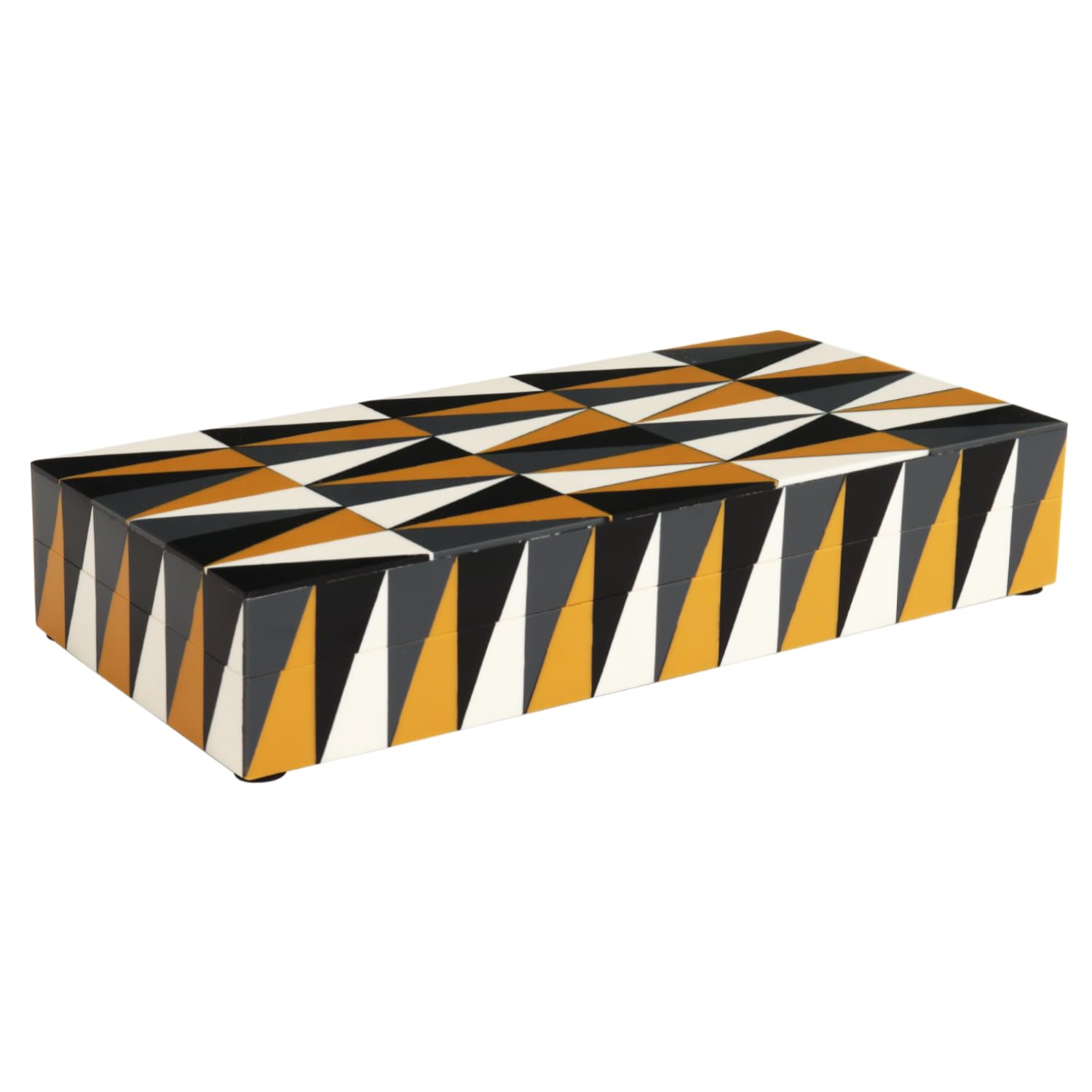 Puzzle Guild Pattern Decorative Storage Box, Resin Inlay in 7 Sizes, Multicolor