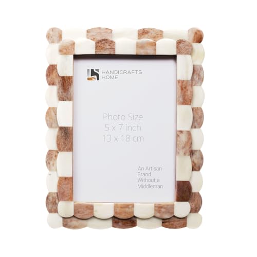 Picture Frames Scalloped Pattern Bone Inlay Collection in 4 sizes, Brown