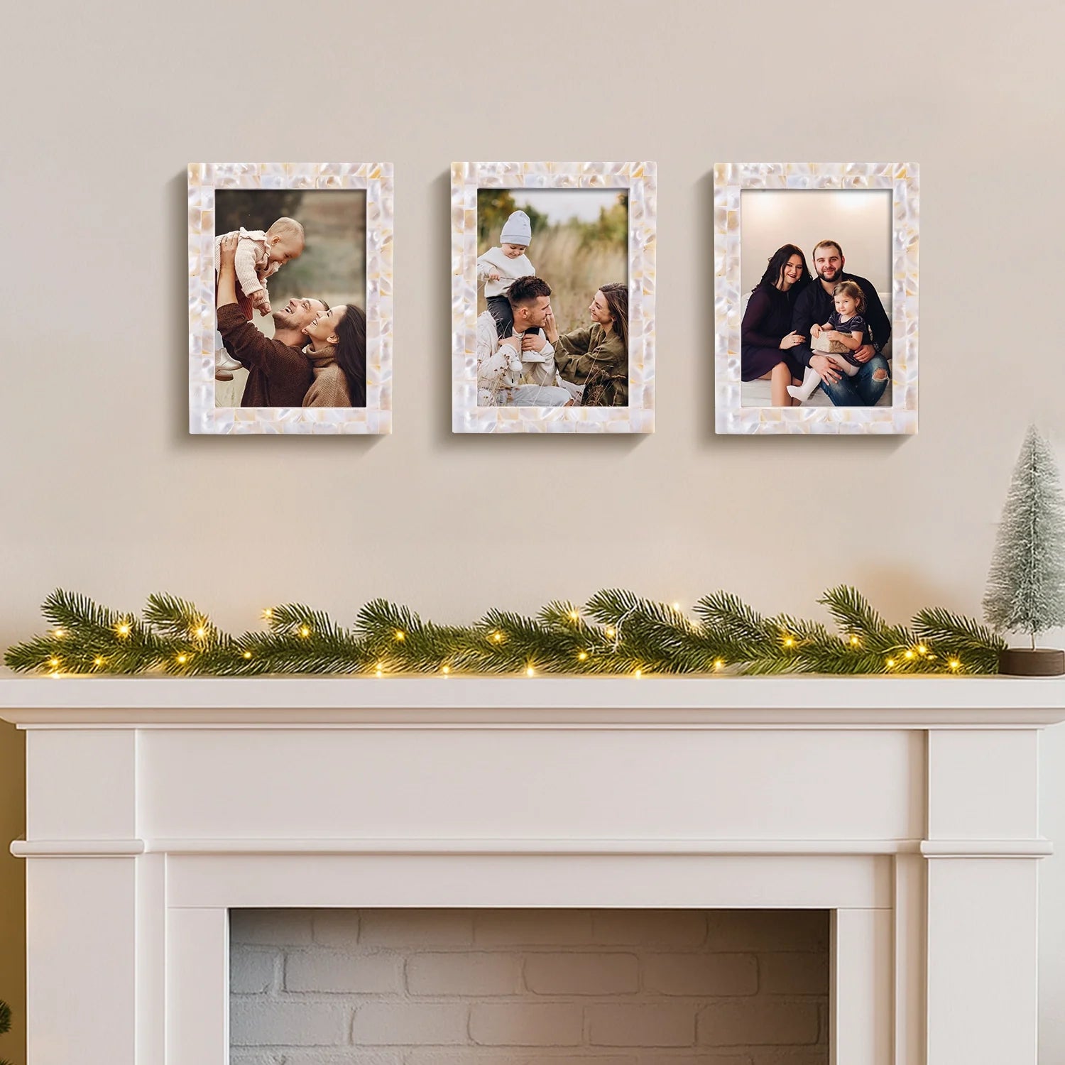 Picture Frames Mother of Pearl Collection in 5x7 - Set of 3, White