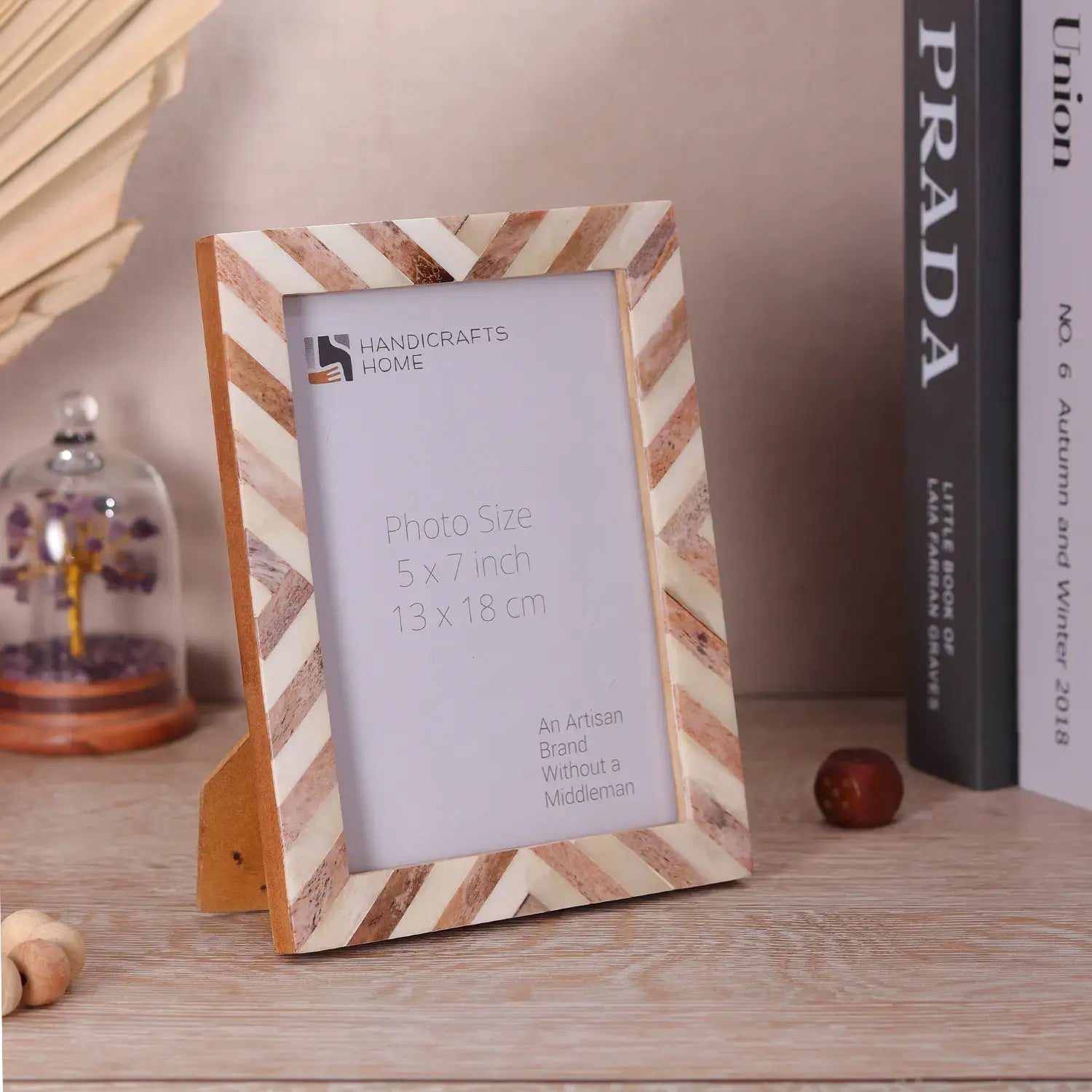 Picture Frames Chevron Pattern Bone Inlay Collection in 29 Sizes, Brown