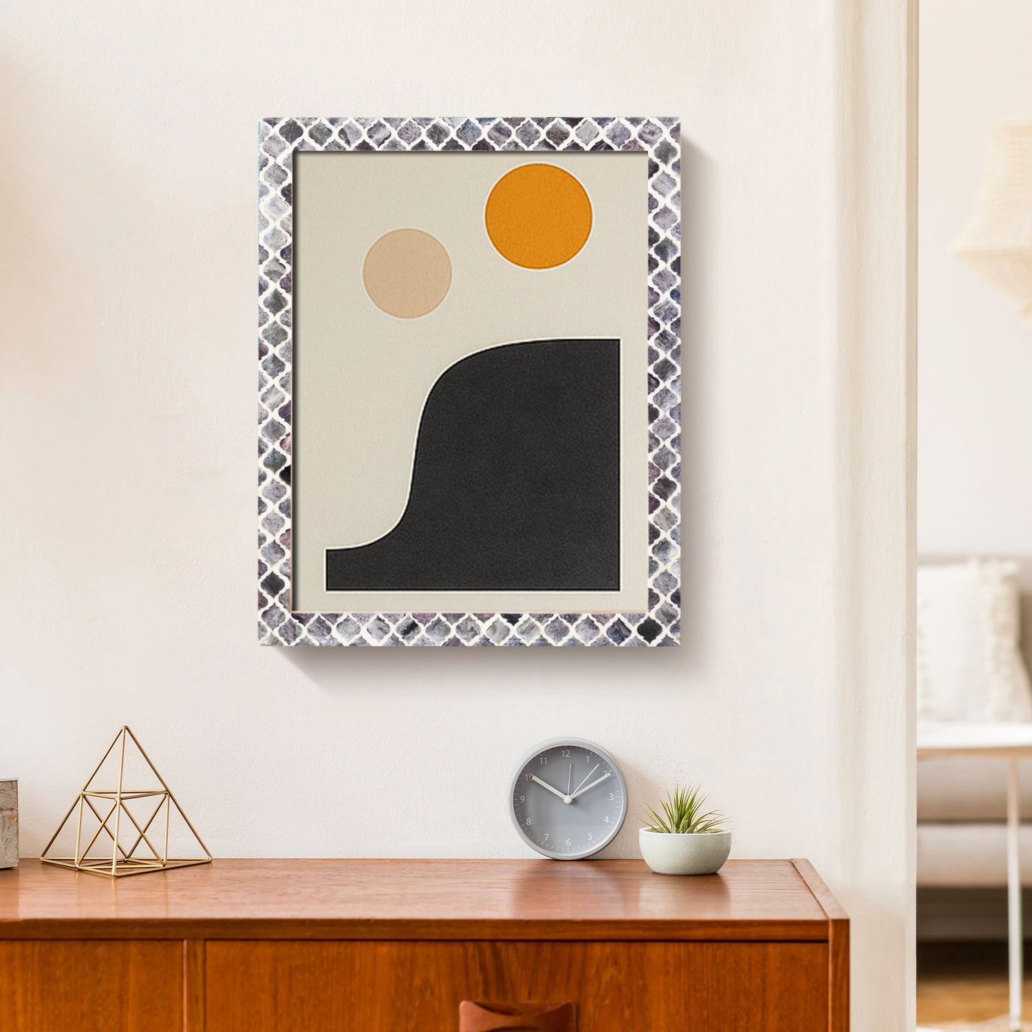 Picture Frames Moroccan Pattern Bone & Resin Inlay Collection in 27 Sizes, Grey