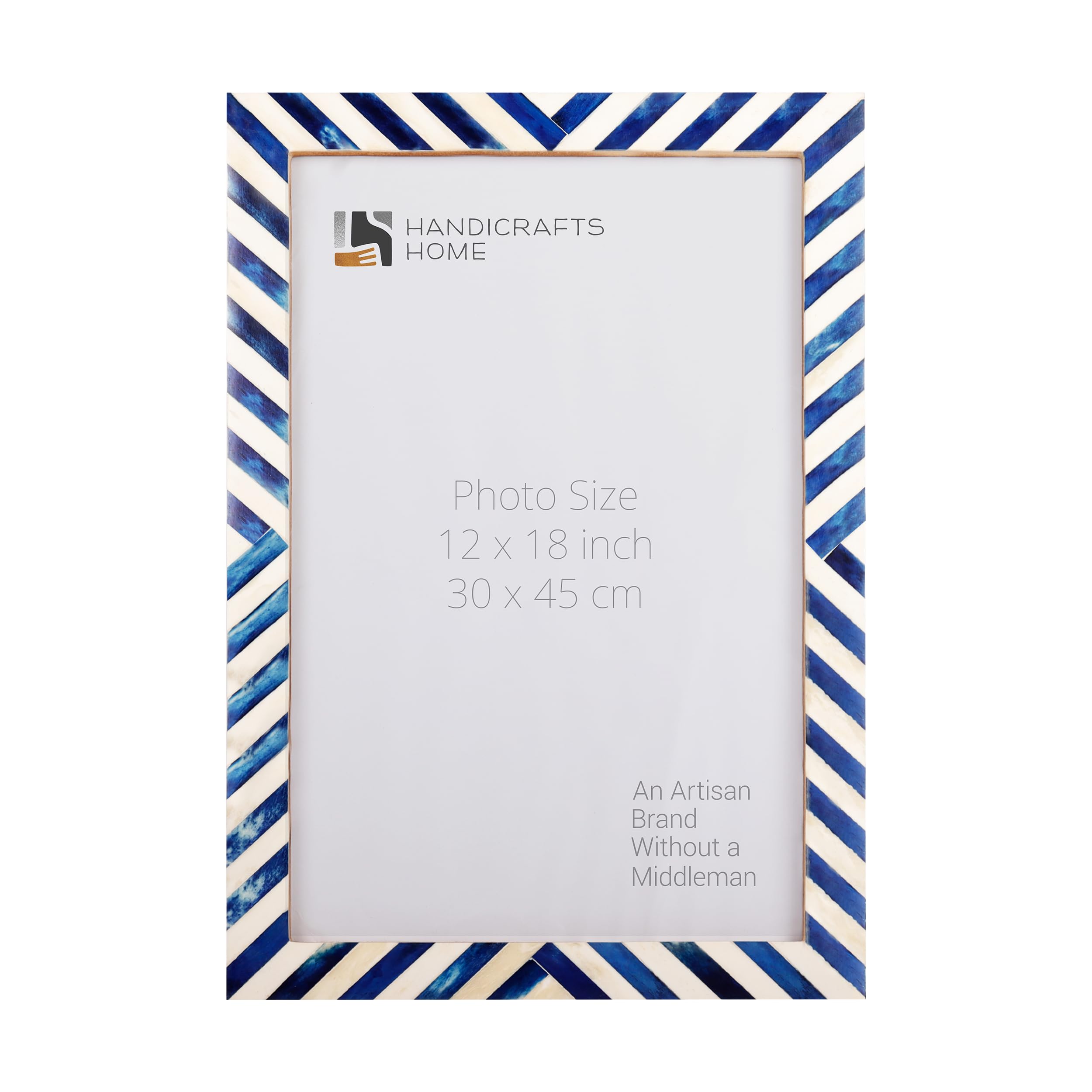 Poster Picture Frame Chevron Bone Inlay in 3 Sizes, Blue