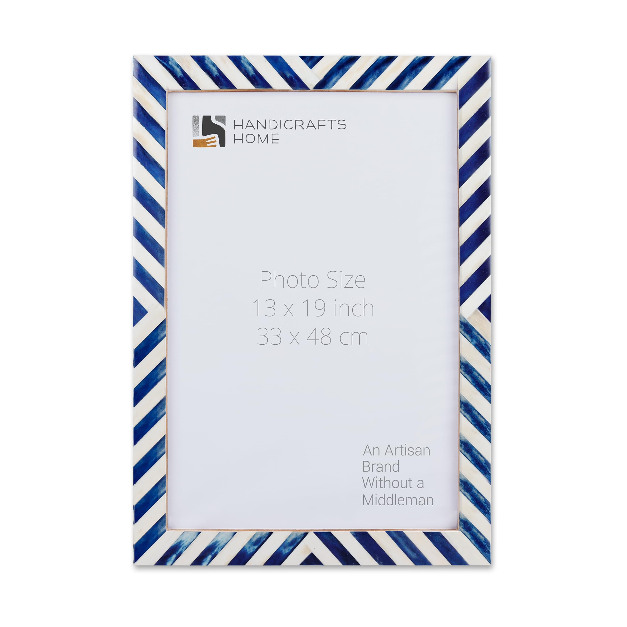 Poster Picture Frame Chevron Bone Inlay in 3 Sizes, Blue