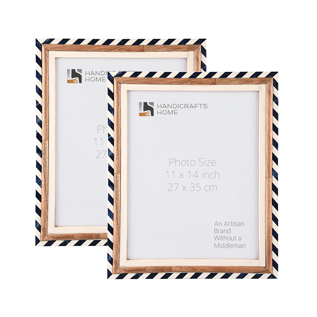 Marquet Bevel Picture Frames Pack of 2 Blue & White - Available in 5 Sizes