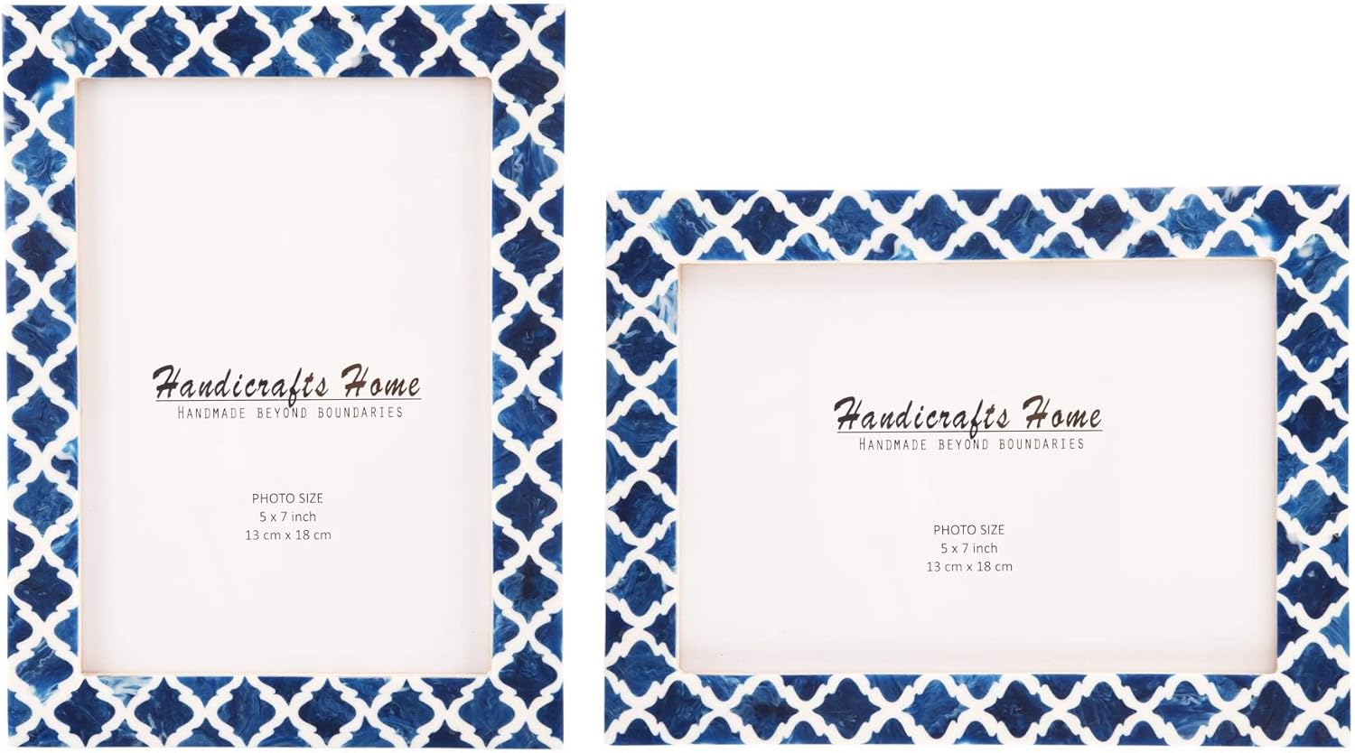Picture Frames Casablanca Medianoche Pattern Bone & Resin Inlay Collection in 3 Sizes, Pack of 2