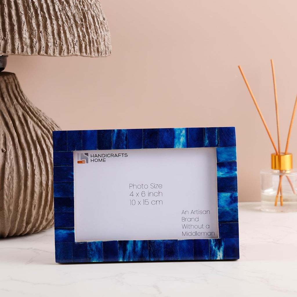 Picture Frames Classic Pattern Bone Inlay Collection in 27 Sizes, Blue