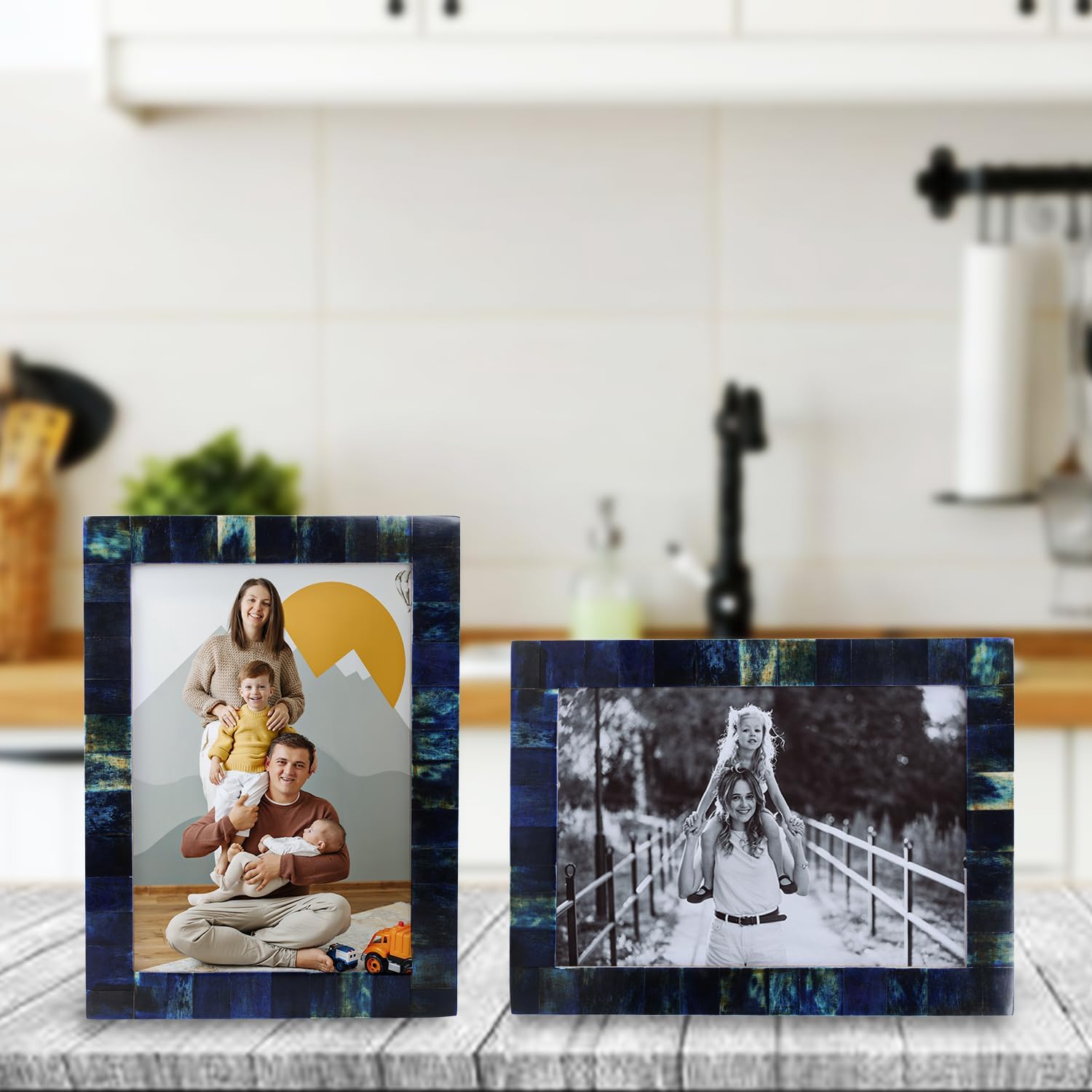 Picture Frames Vintage Style Pattern Bone Inlay Collection in 3 Sizes, Pack of 2