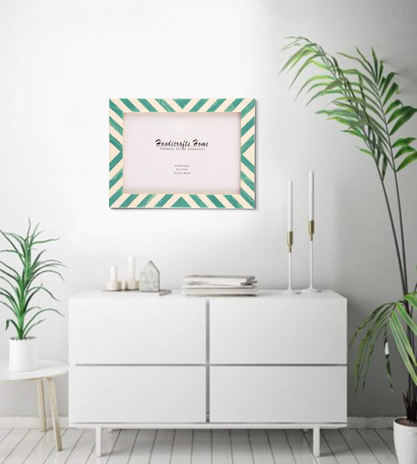 Picture Frames Candy Cane Mint Pattern Resin Inlay Collection in 3 Sizes, Pack of 2