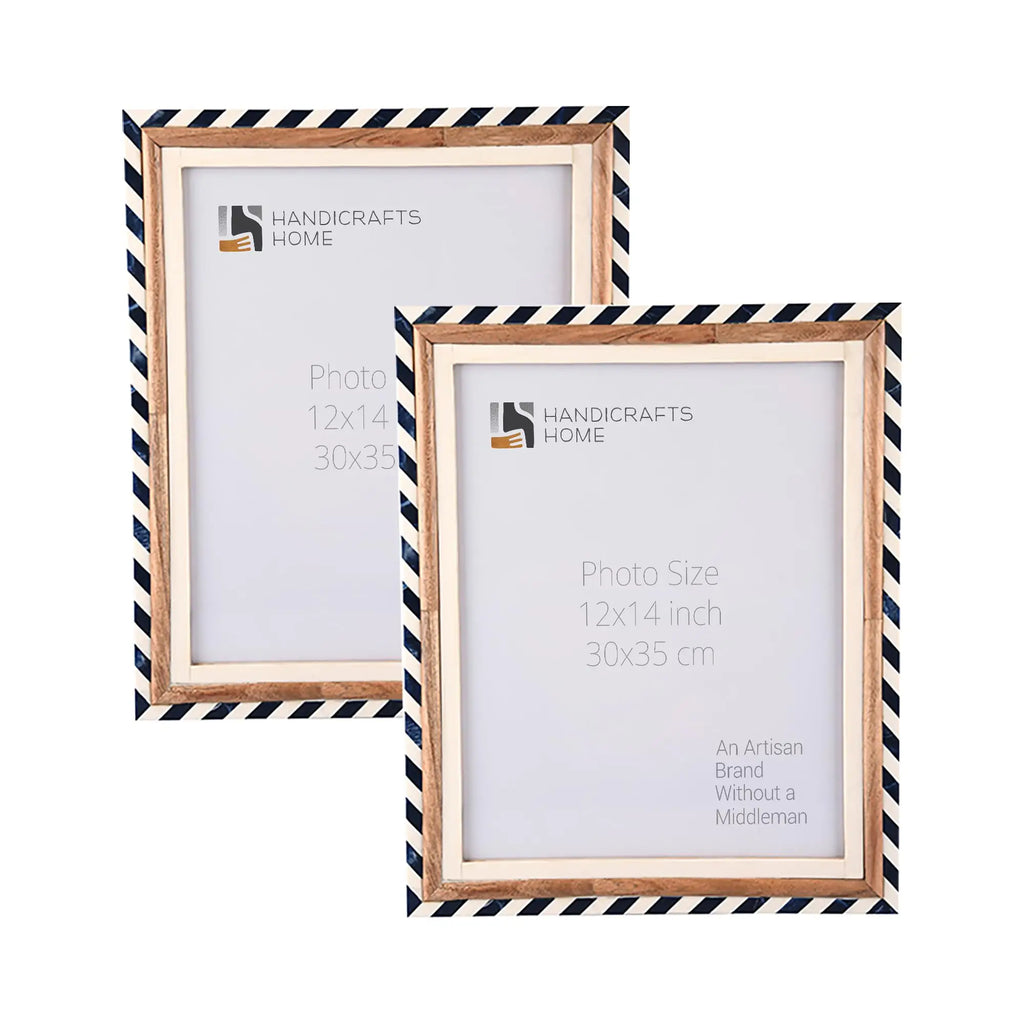 Marquet Bevel Picture Frames Pack of 2 Blue & White - Available in 5 Sizes