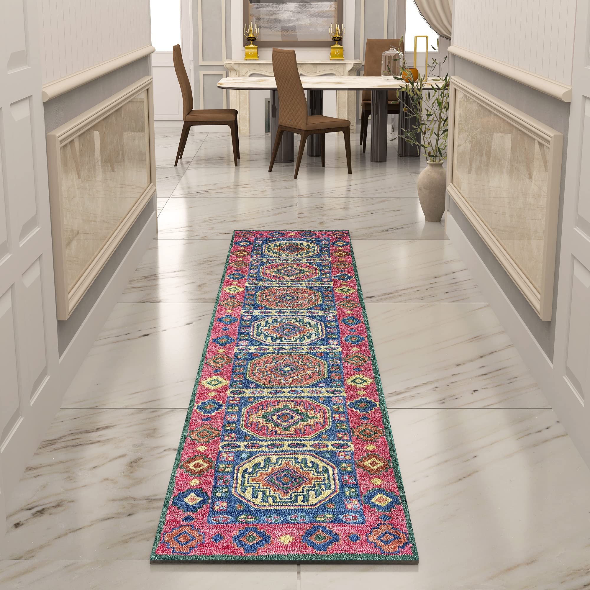 Premium Hand-Tufted Rug Made of 100% Wool  - Inca Myth - 2x8 Feet