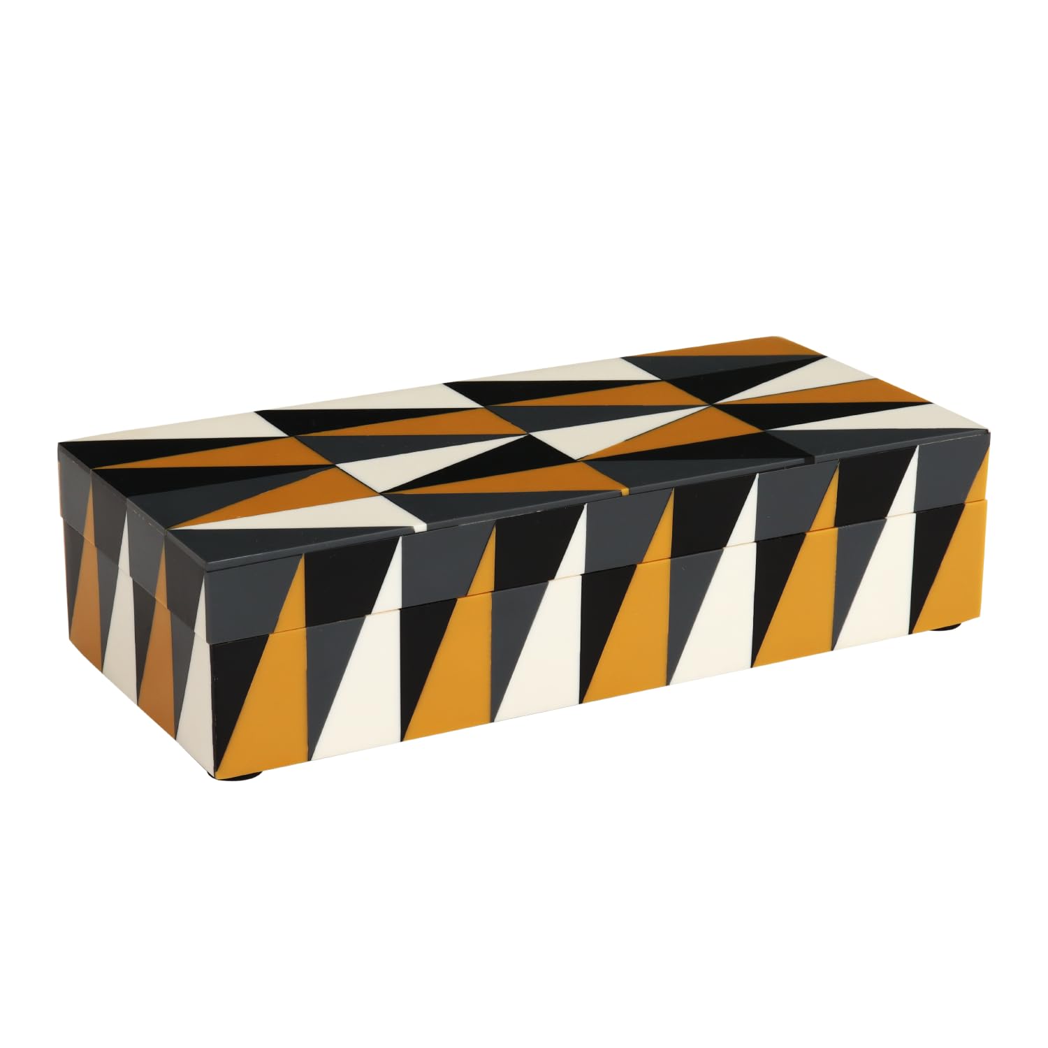Puzzle Guild Pattern Decorative Storage Box, Resin Inlay in 7 Sizes, Multicolor