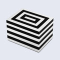 Medley Concentrics Pattern Decorative Storage Box, Resin Inlay in 8 Sizes, Black & White