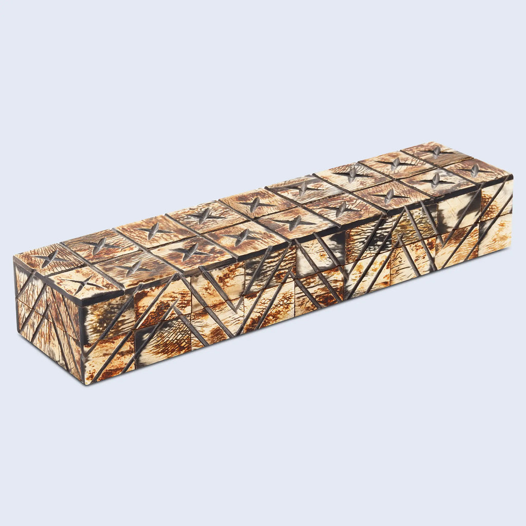 Kept Paradox Pattern Decorative Storage, Horn Inlay in 7 Sizes, Brown