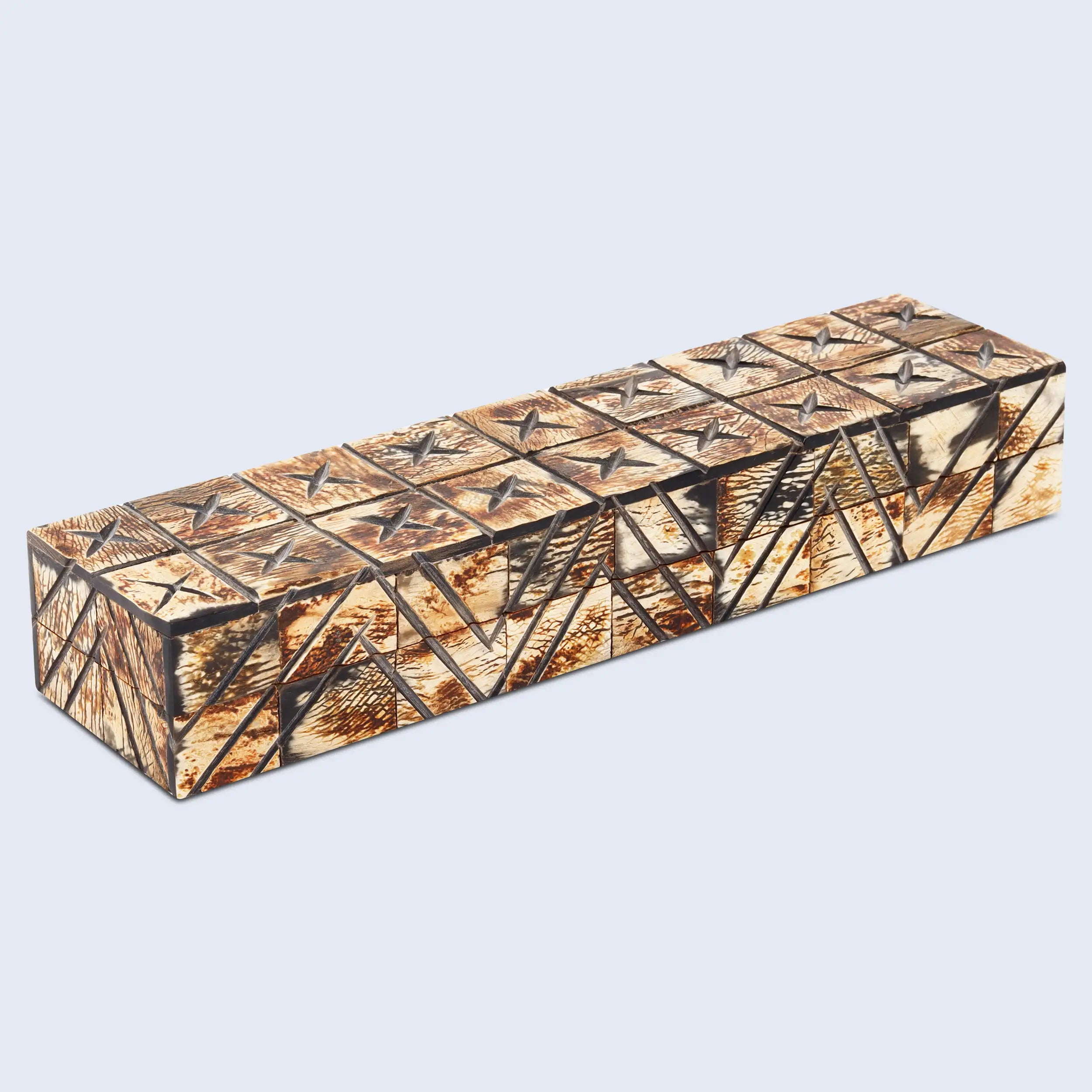 Kept Paradox Pattern Decorative Storage, Horn Inlay in 7 Sizes, Brown