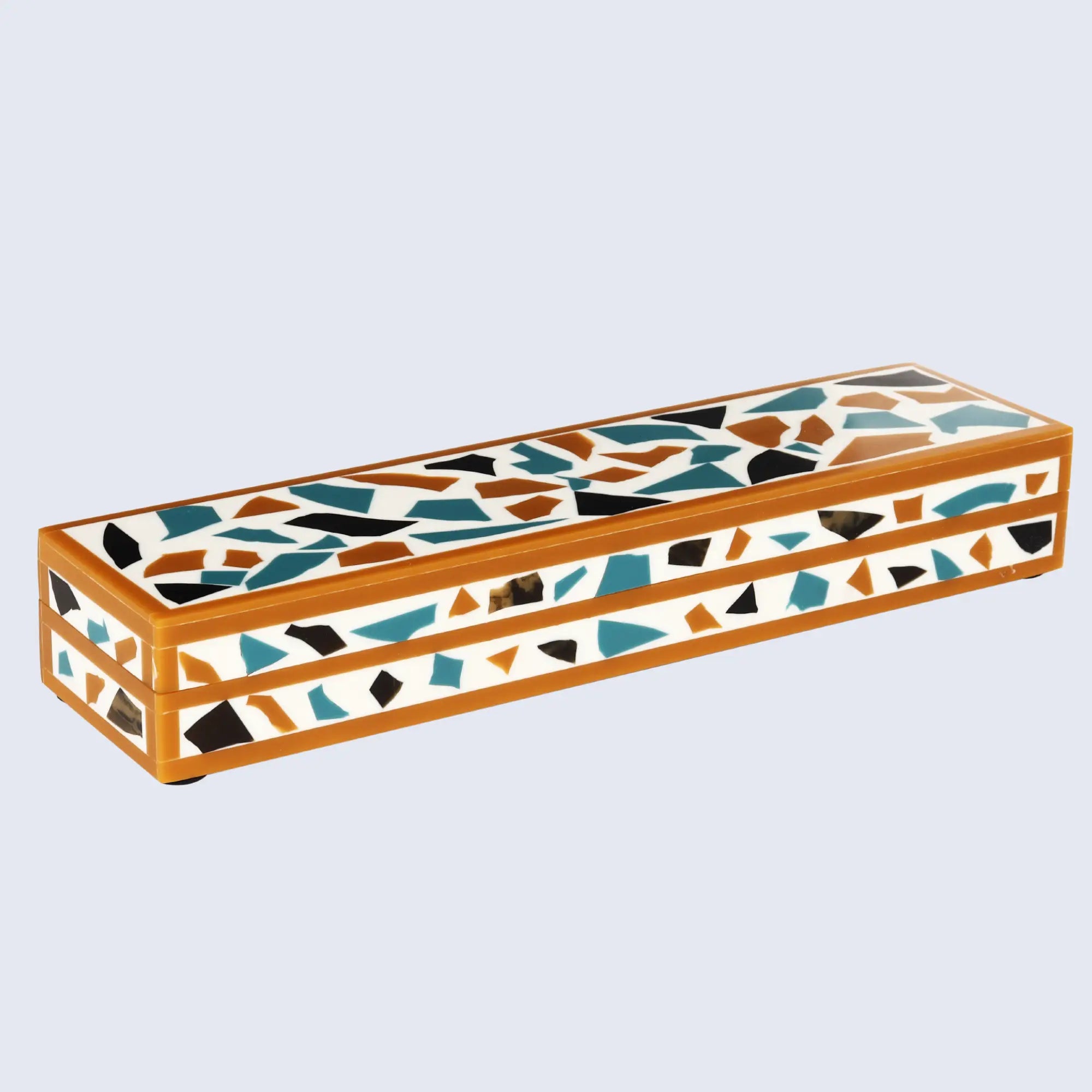 Mosaic Gold Pattern Decorative Storage Box, Resin Inlay in 7 Sizes, Multicolor