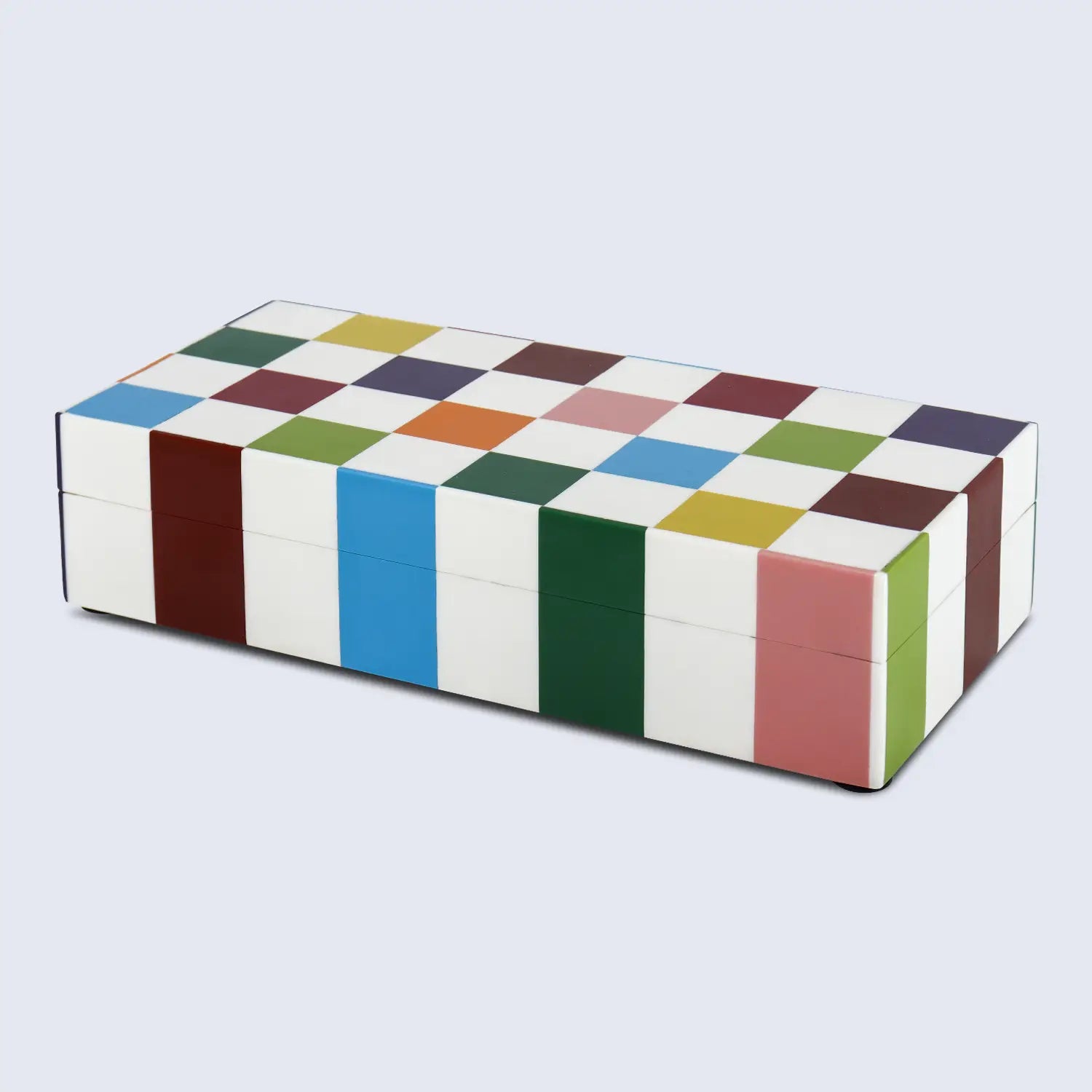 Medley Jester Pattern Decorative Storage Box, Resin Inlay in 7 Sizes, Multicolor
