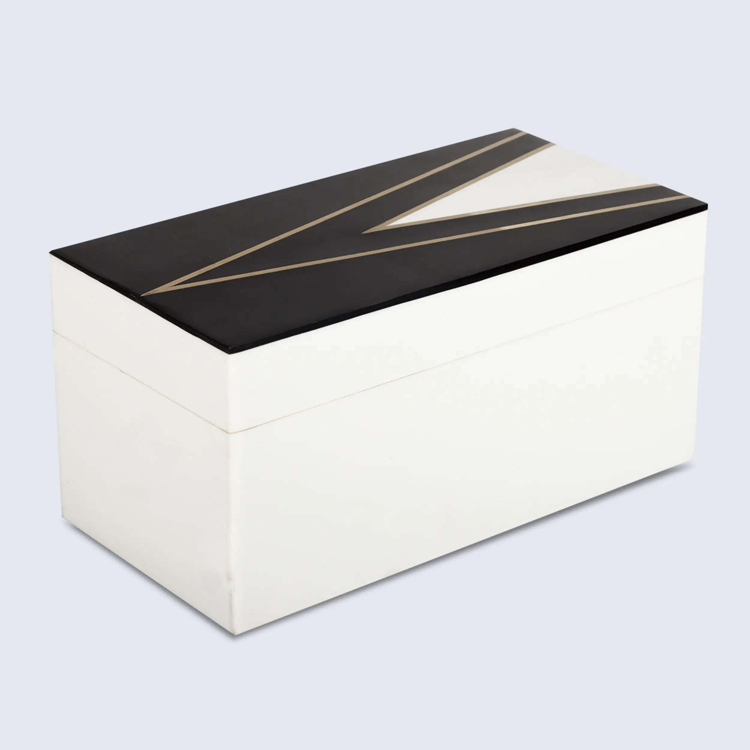 Kept Dapper Gent Pattern Decorative Storage Box, Resin Inlay in 7 Sizes, Black & White