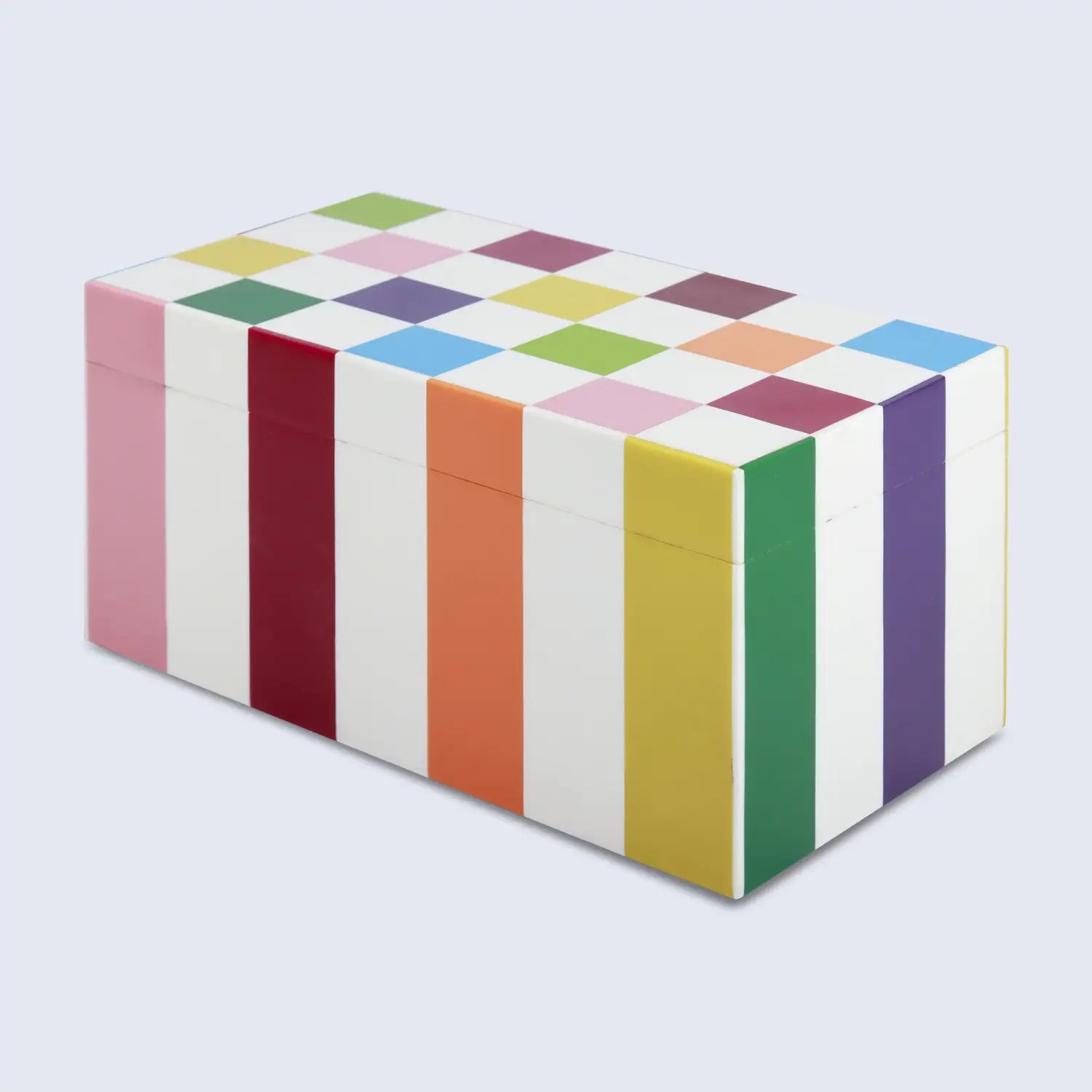 Medley Jester Pattern Decorative Storage Box, Resin Inlay in 7 Sizes, Multicolor