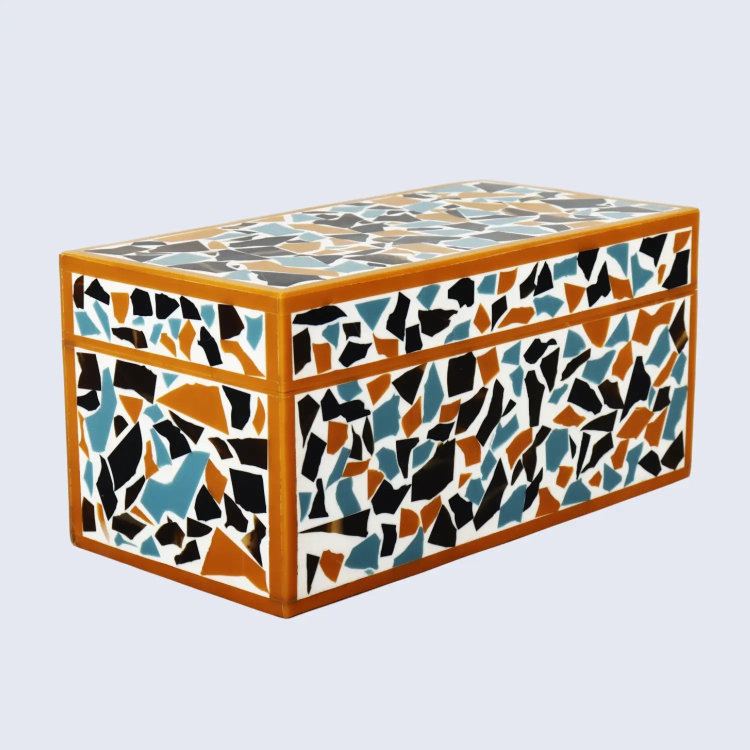 Mosaic Gold Pattern Decorative Storage Box, Resin Inlay in 7 Sizes, Multicolor
