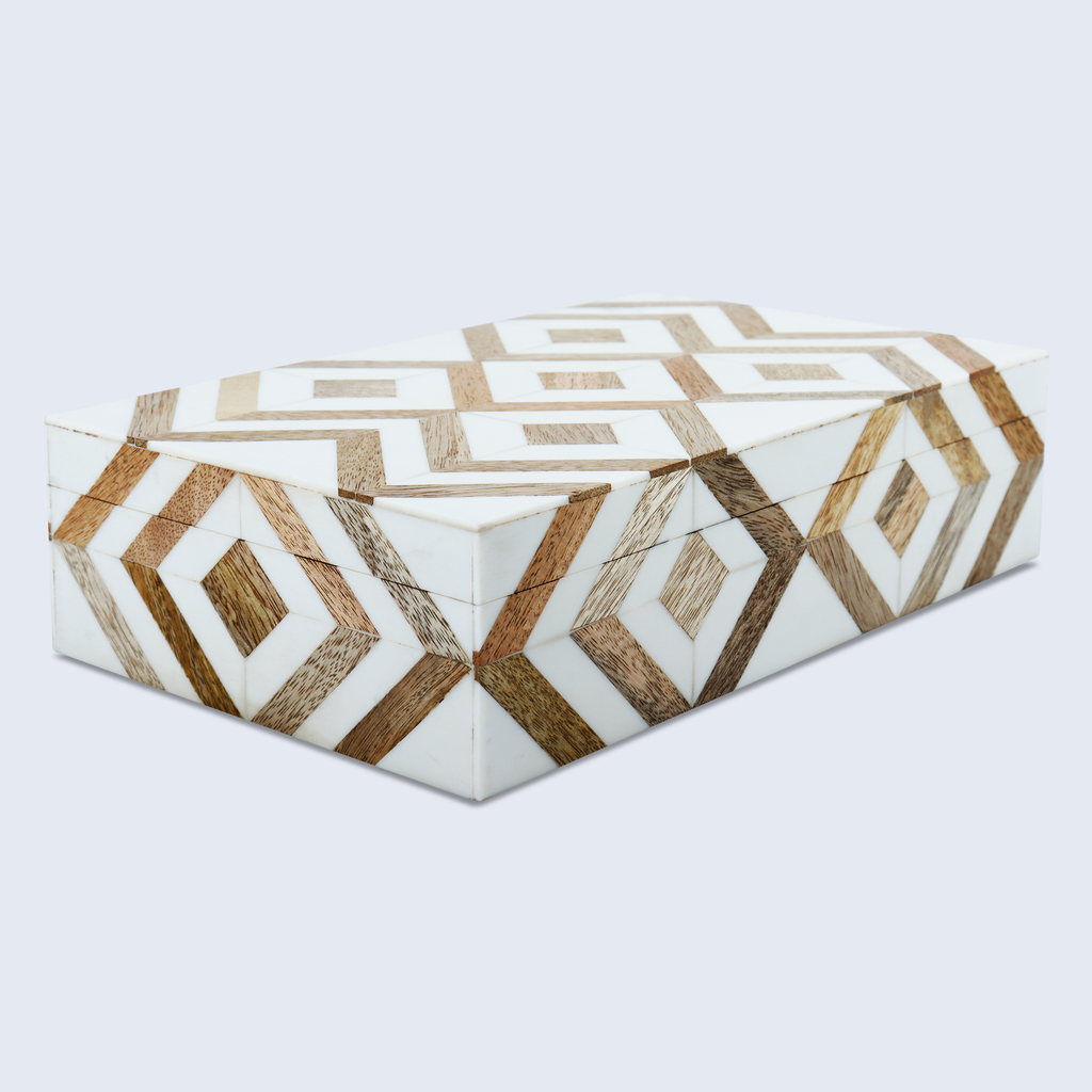 Marquet Array Resin & Wood Inlay Decorative Storage Box