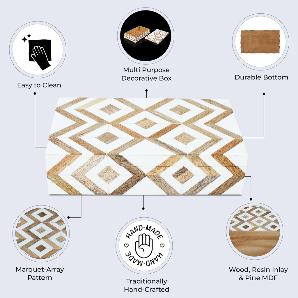 Marquet Array Resin & Wood Inlay Decorative Storage Box
