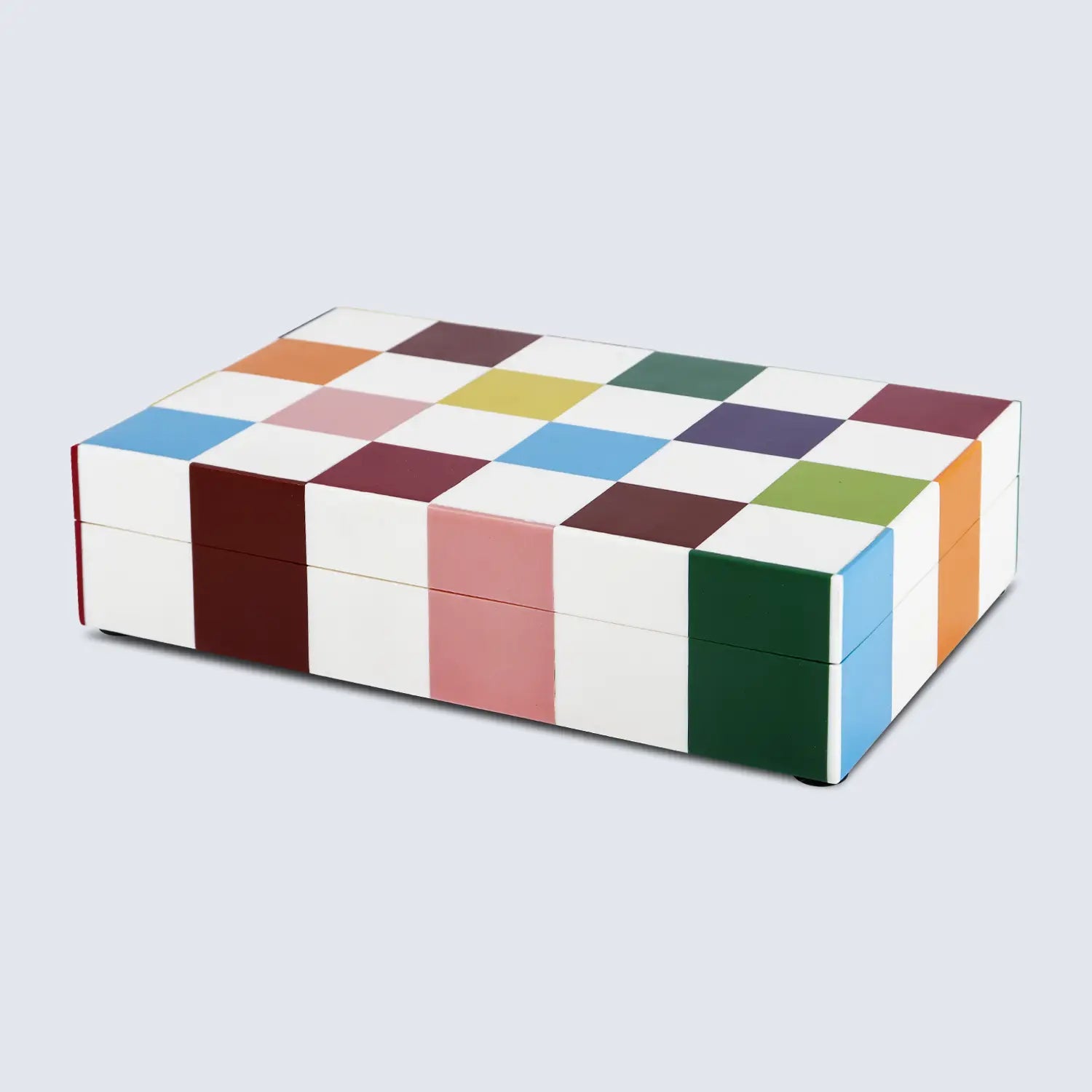 Medley Jester Pattern Decorative Storage Box, Resin Inlay in 7 Sizes, Multicolor