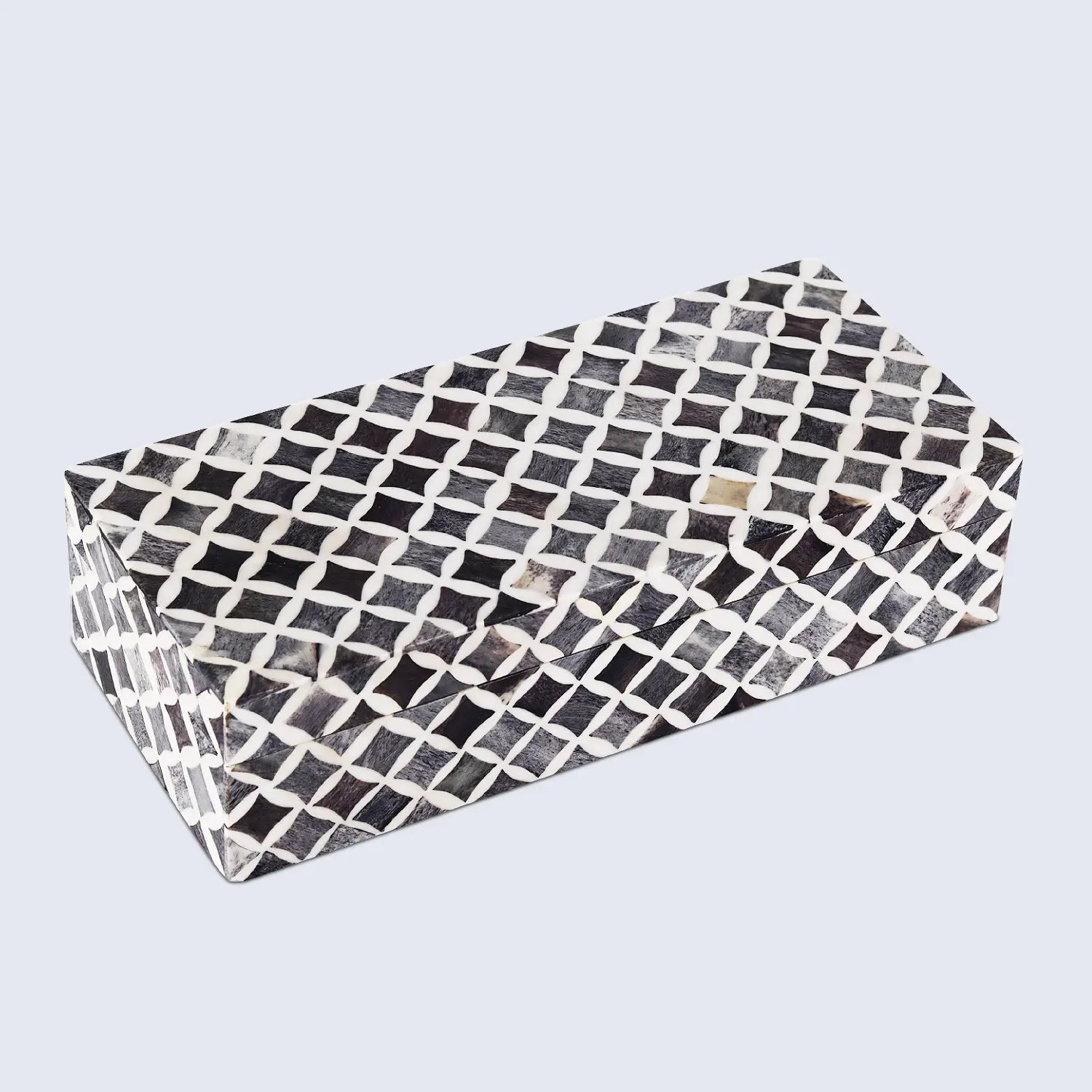 Star Pattern Decorative Storage Box, Bone & Resin Inlay in 7 Sizes, Grey