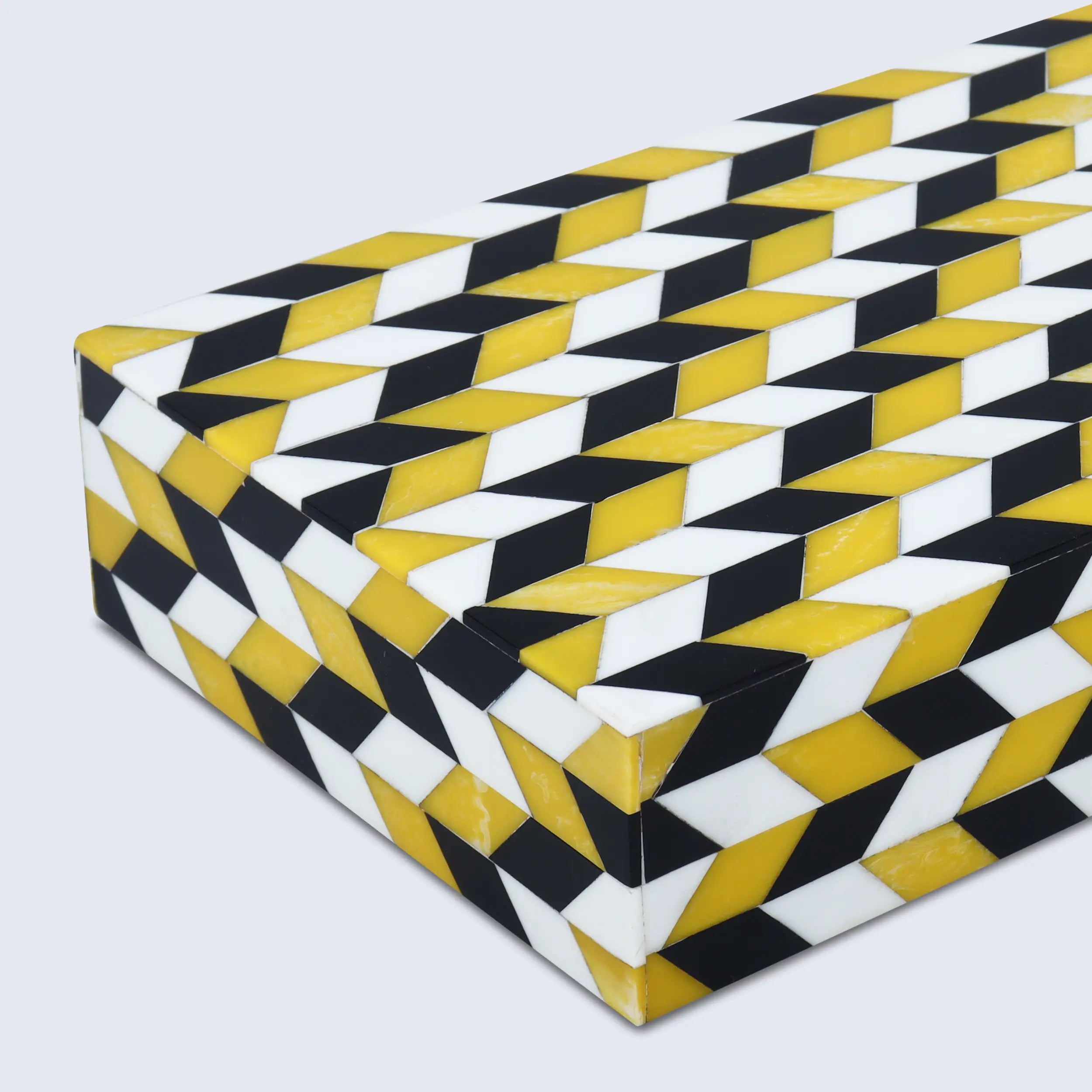 Marquet Artemis Pattern Decorative Storage Box, Resin Inlay in 8 Sizes, Multicolor