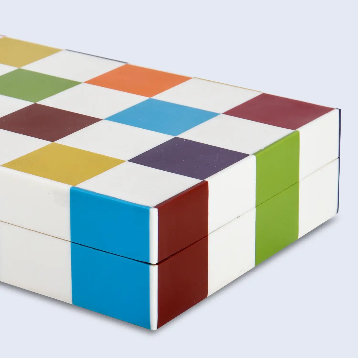 Medley Jester Pattern Decorative Storage Box, Resin Inlay in 7 Sizes, Multicolor