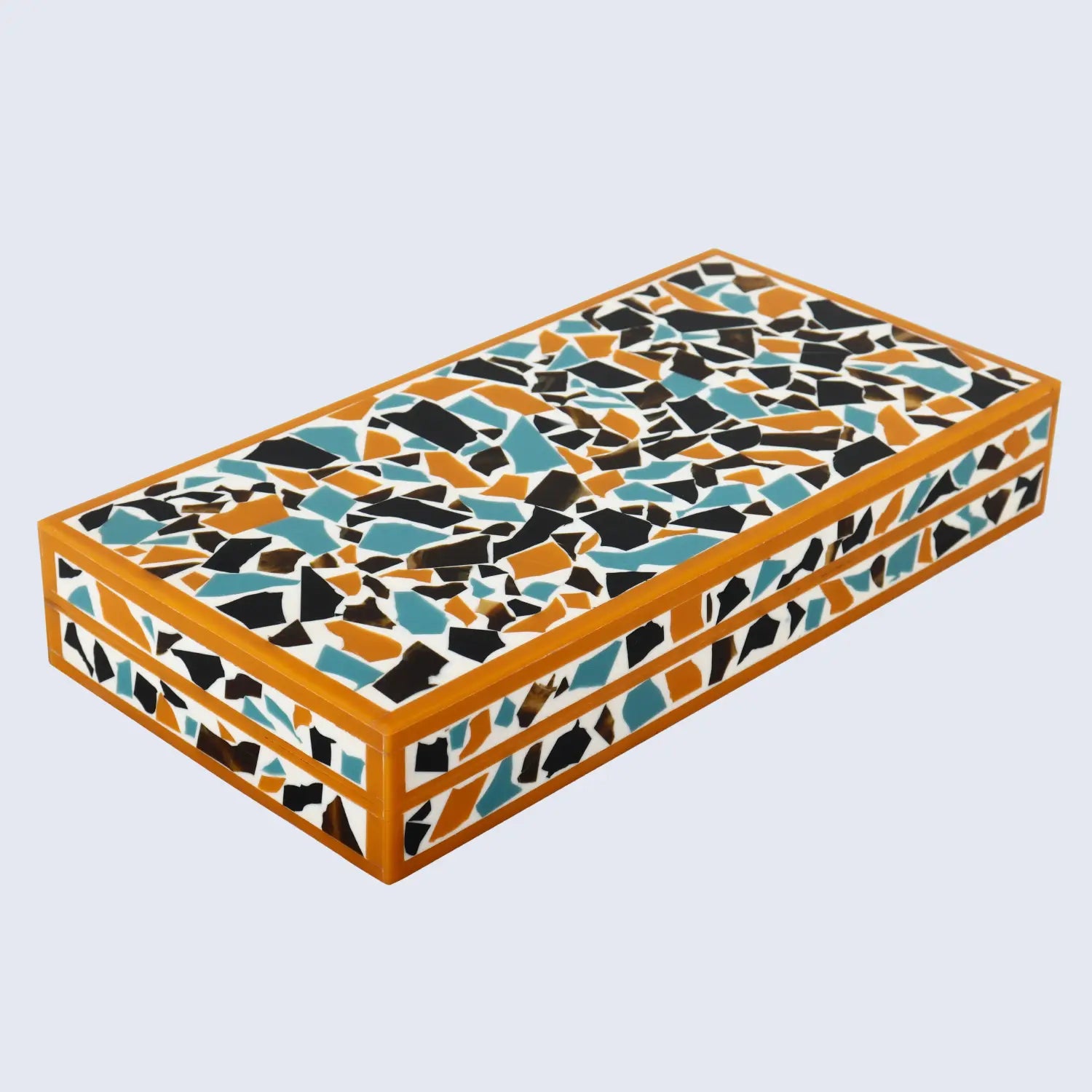 Mosaic Gold Pattern Decorative Storage Box, Resin Inlay in 7 Sizes, Multicolor