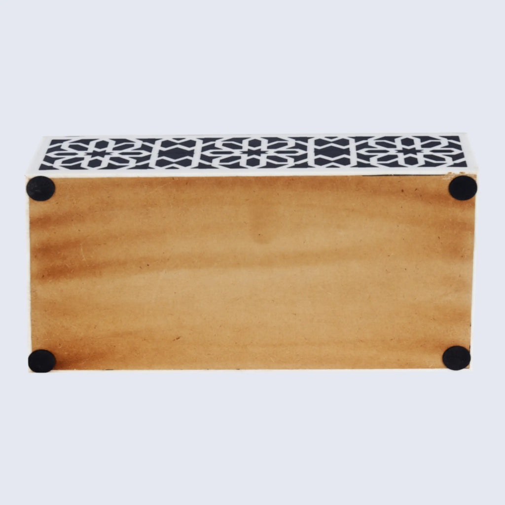 Shiraz Pattern Decorative Storage Box, Resin Inlay in 7 Sizes, Black & White