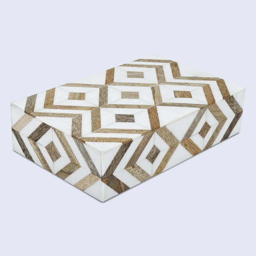 Marquet Array Resin & Wood Inlay Decorative Storage Box
