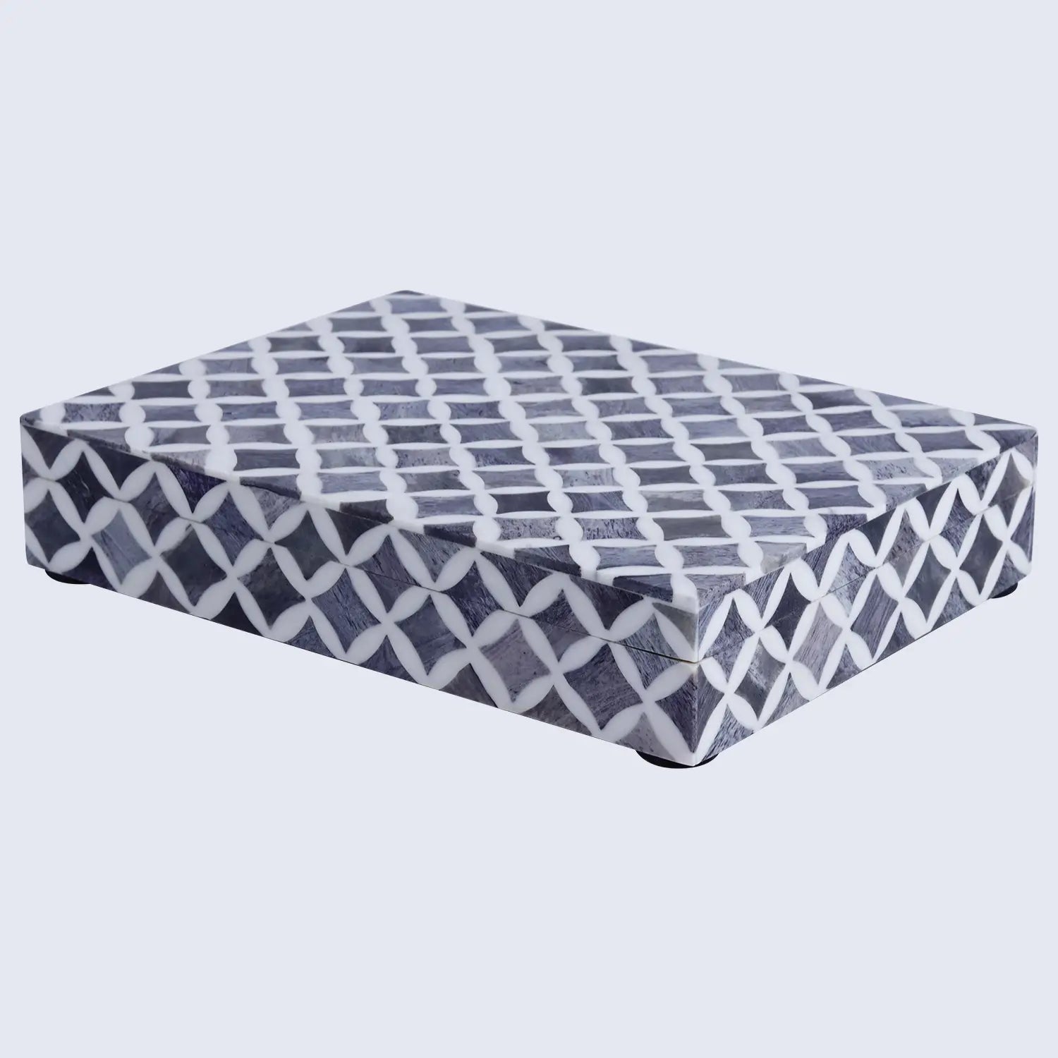 Star Pattern Decorative Storage Box, Bone & Resin Inlay in 7 Sizes, Grey