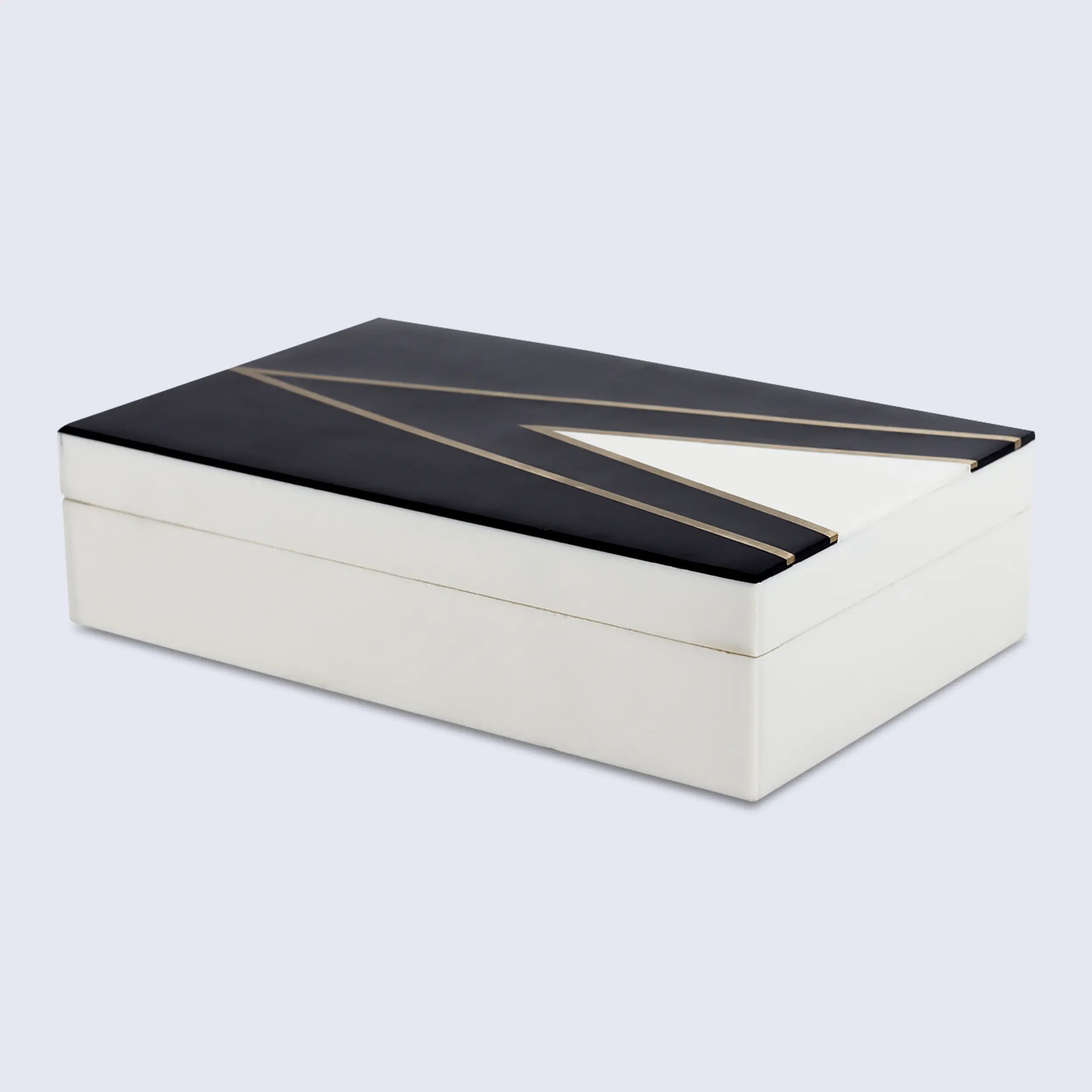 Kept Dapper Gent Pattern Decorative Storage Box, Resin Inlay in 7 Sizes, Black & White
