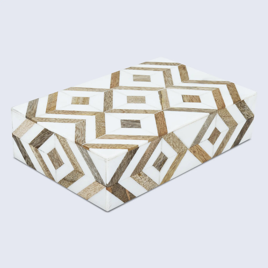 Marquet Array Resin & Wood Inlay Decorative Storage Box