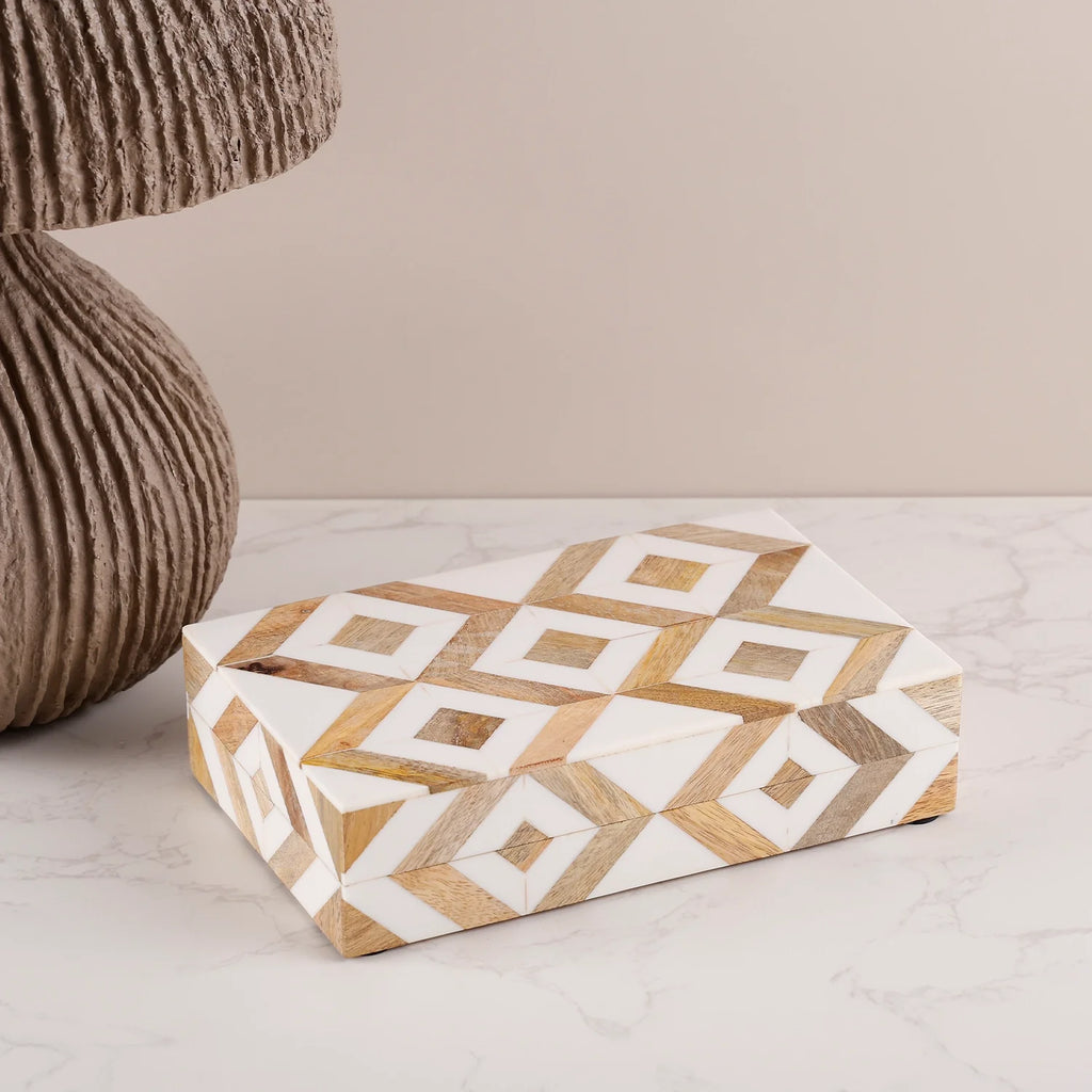 Marquet Array Resin & Wood Inlay Decorative Storage Box
