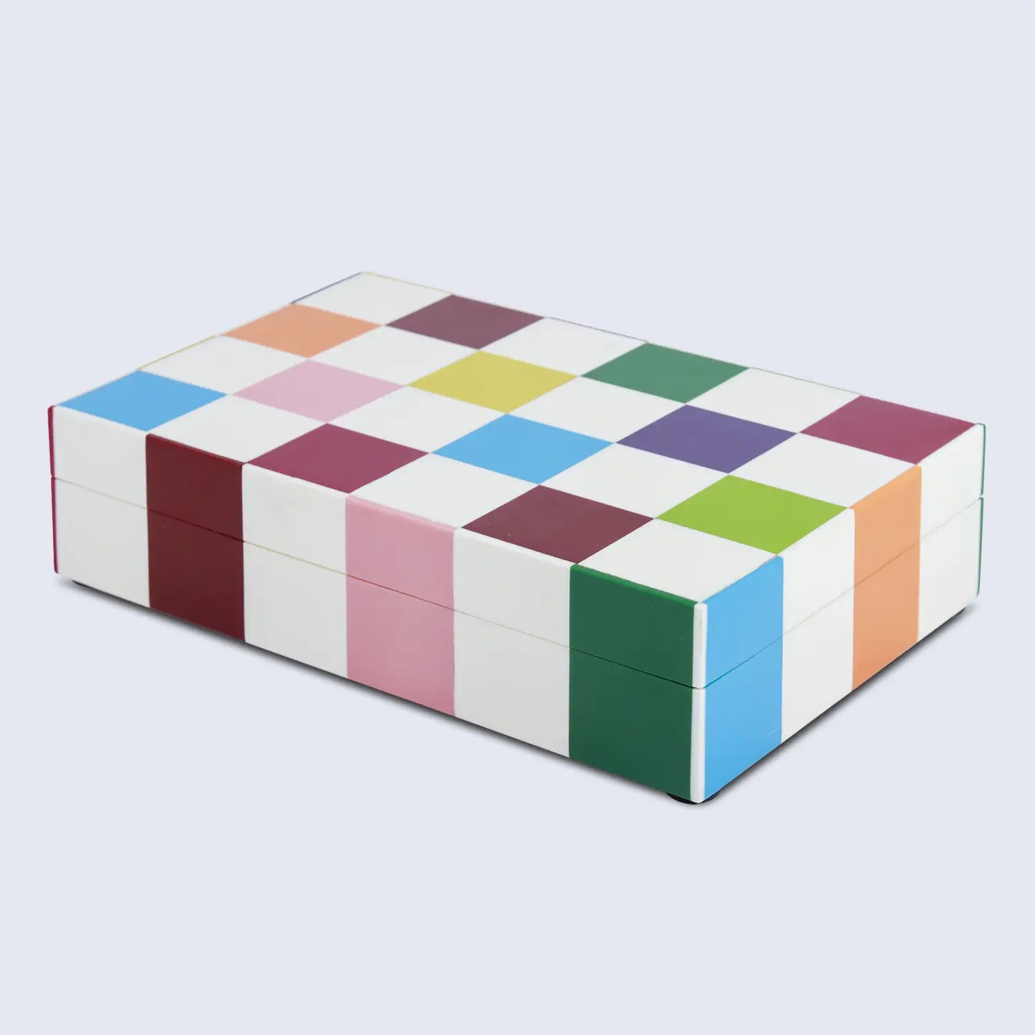 Medley Jester Pattern Decorative Storage Box, Resin Inlay in 7 Sizes, Multicolor