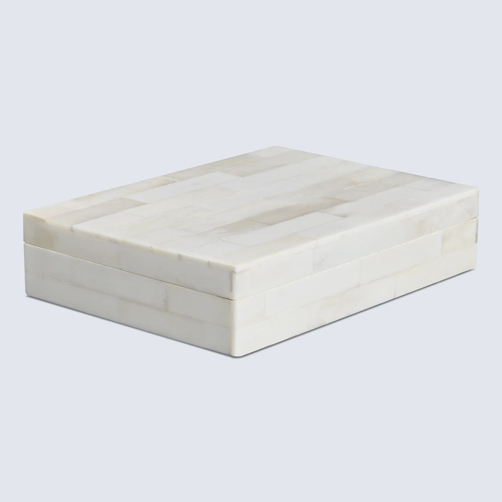 Plain Decorative Storage Box, Bone Inlay in 8 Sizes, White