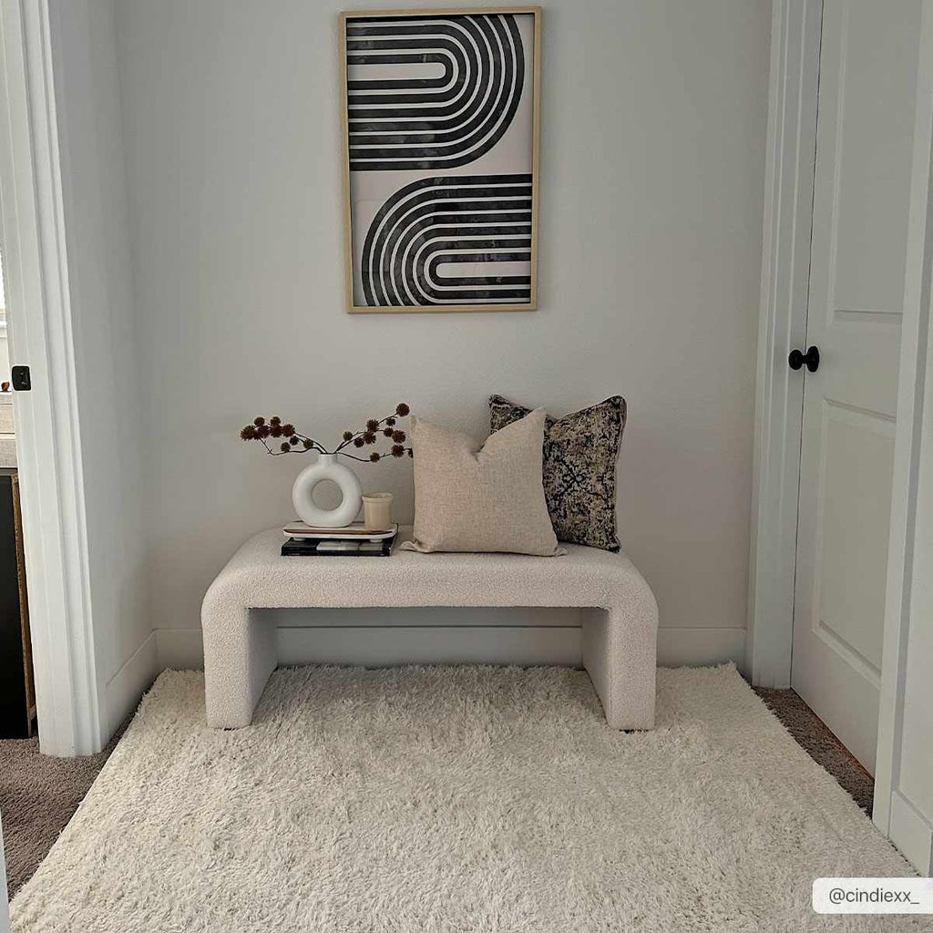 Faina Solid Cream Shag Washable Area Rug - Clearance