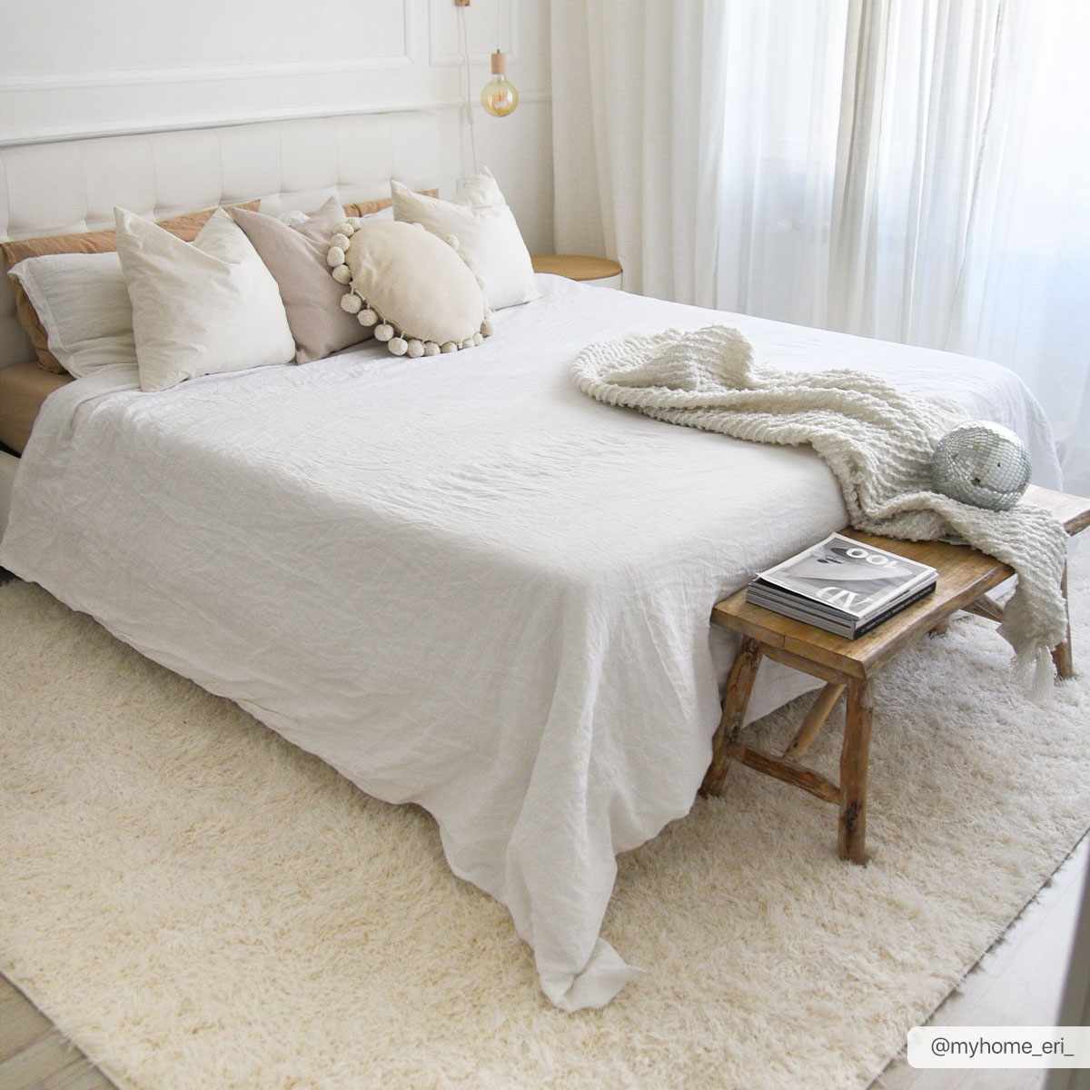 Faina Solid Cream Shag Washable Area Rug - Clearance