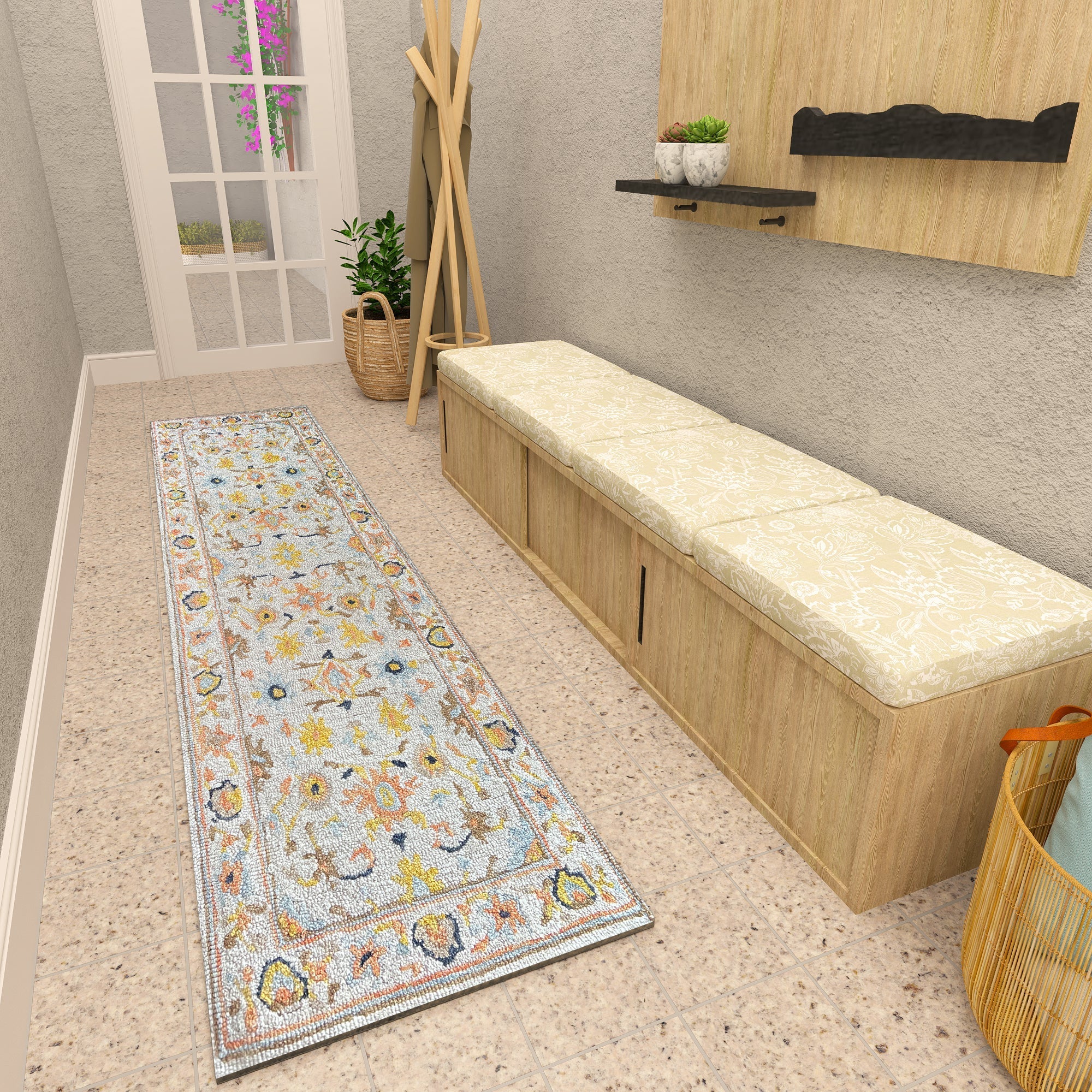Premium Hand-Tufted Rug Made of 100% Wool  - Flora Meadow - 2x8 Feet