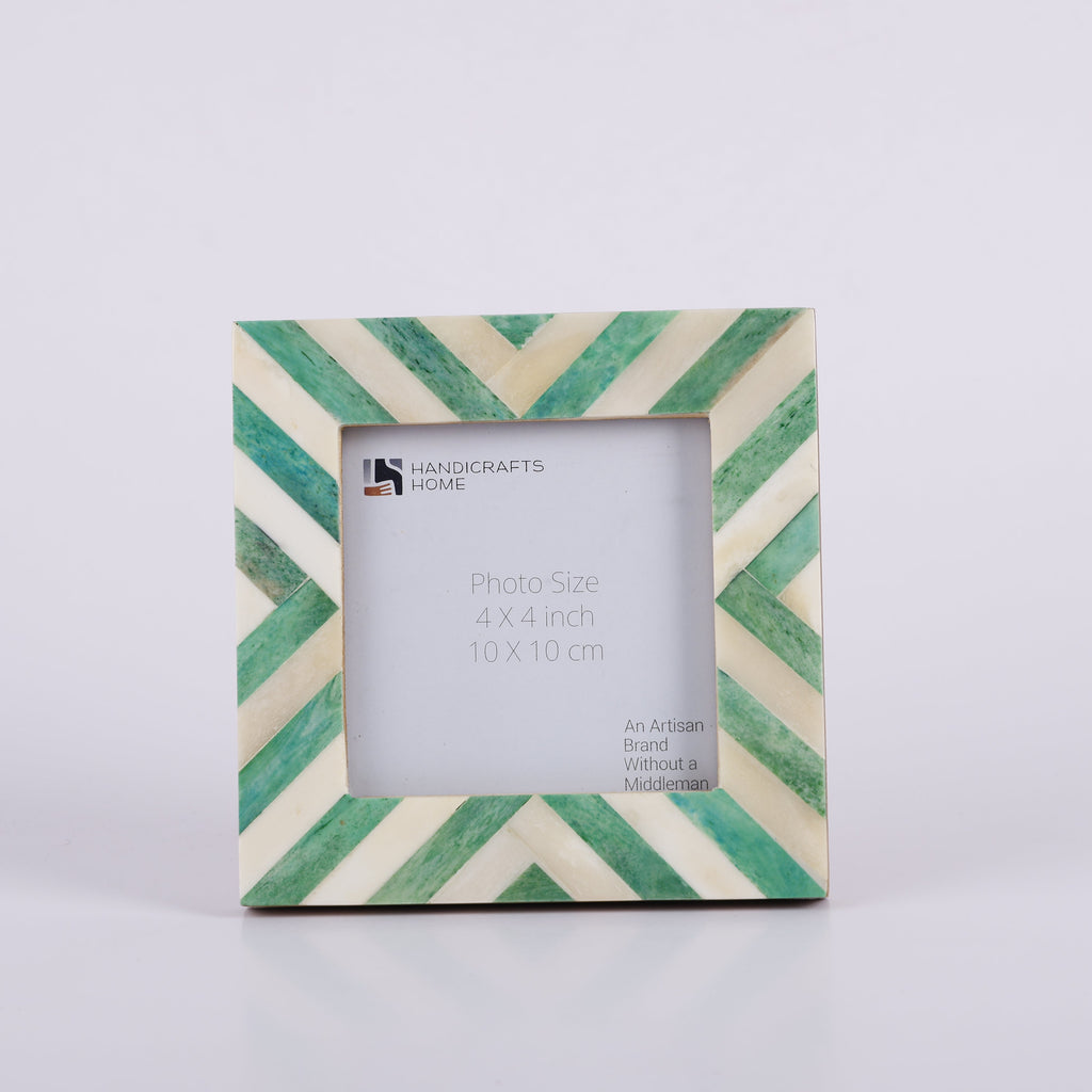 Picture Frames Chevron Pattern Bone Inlay Collection in 29 Sizes, Green