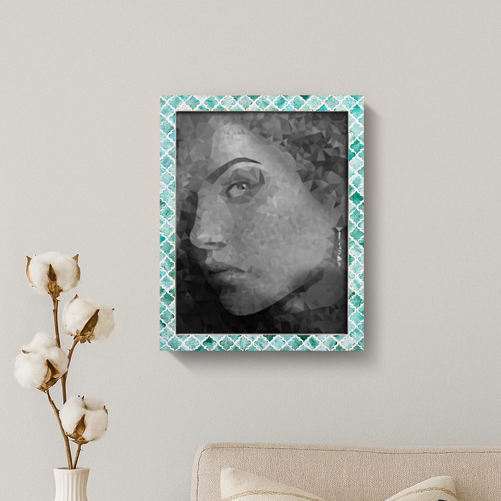 Picture Frames Moroccan Pattern Bone & Resin Inlay Collection in 27 Sizes, Green