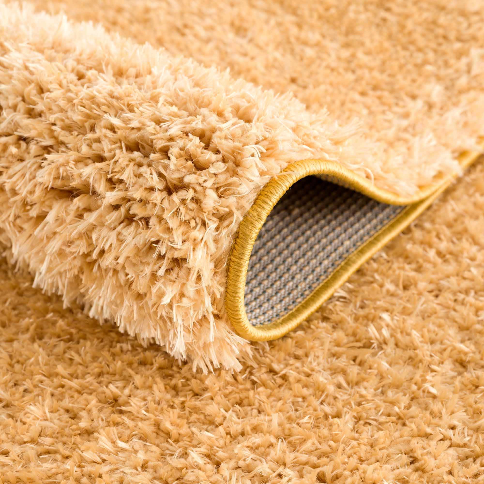 Faina Solid Gold Shag Washable Area Rug - Clearance