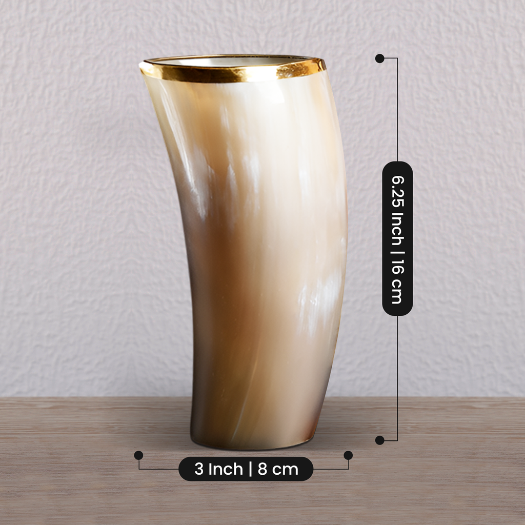 Horn Drinking Glasses - Holds Upto 10 oz, Metallic Finish