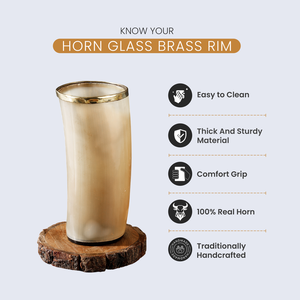 Horn Drinking Glasses - Holds Upto 10 oz, Metallic Finish
