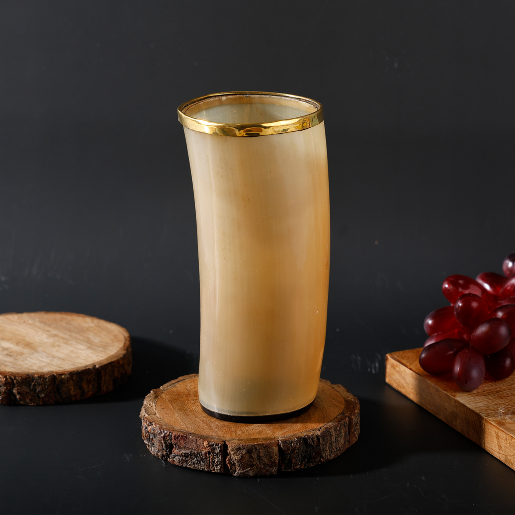 Horn Drinking Glasses - Holds Upto 10 oz, Metallic Finish