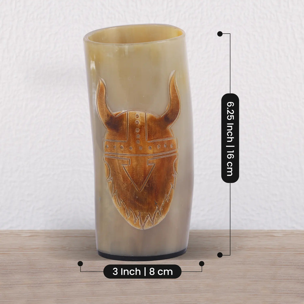 Horn Drinking Glasses - Holds Upto 10 oz, Skull Craft